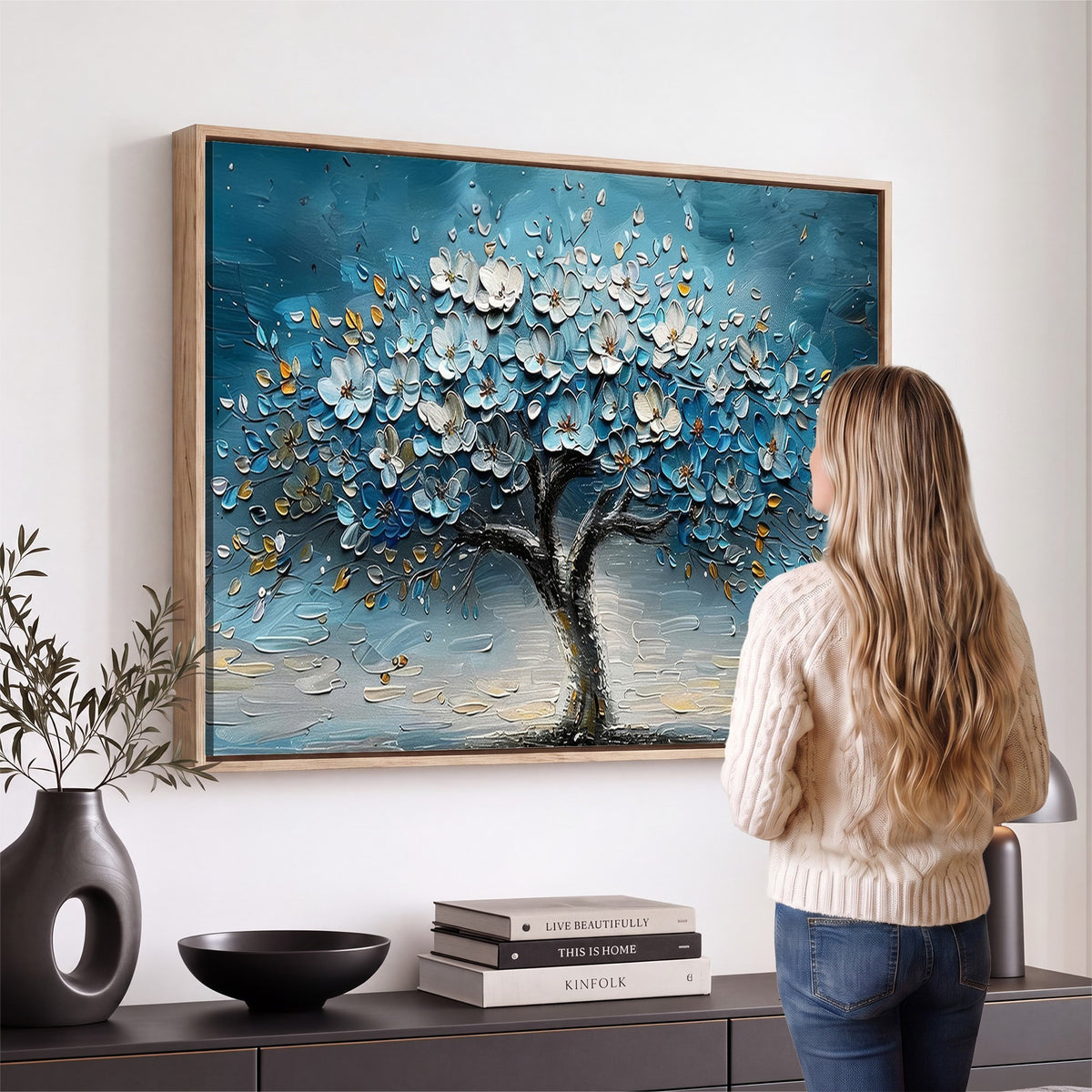 24109-_Poster-30x20 - Abstract Blooming Tree Wall Art Canvas Print, Floral Modern Home Decor
