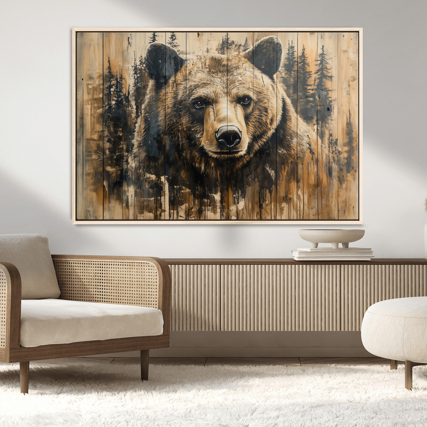 MGV-FC-36X24 - Majestic Grizzly 399 Bear Wall Art | 3-Panel Rustic Canvas Print for Living Room, Office, or Cabin