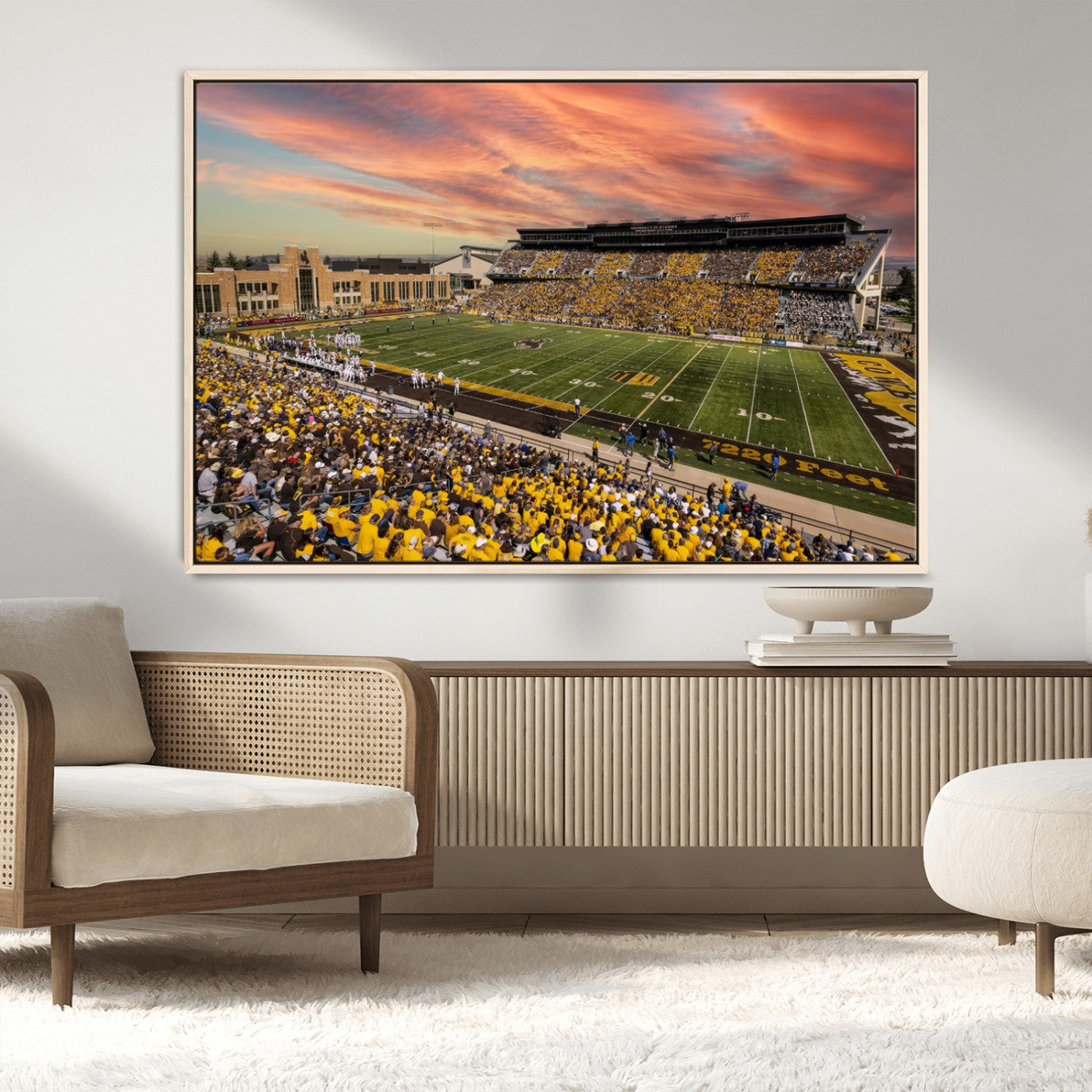 MGV-FC-36X24 - University of Wyoming Cowboys Football Team Print - Laramie Jonah Field War Memorial Stadium Wall