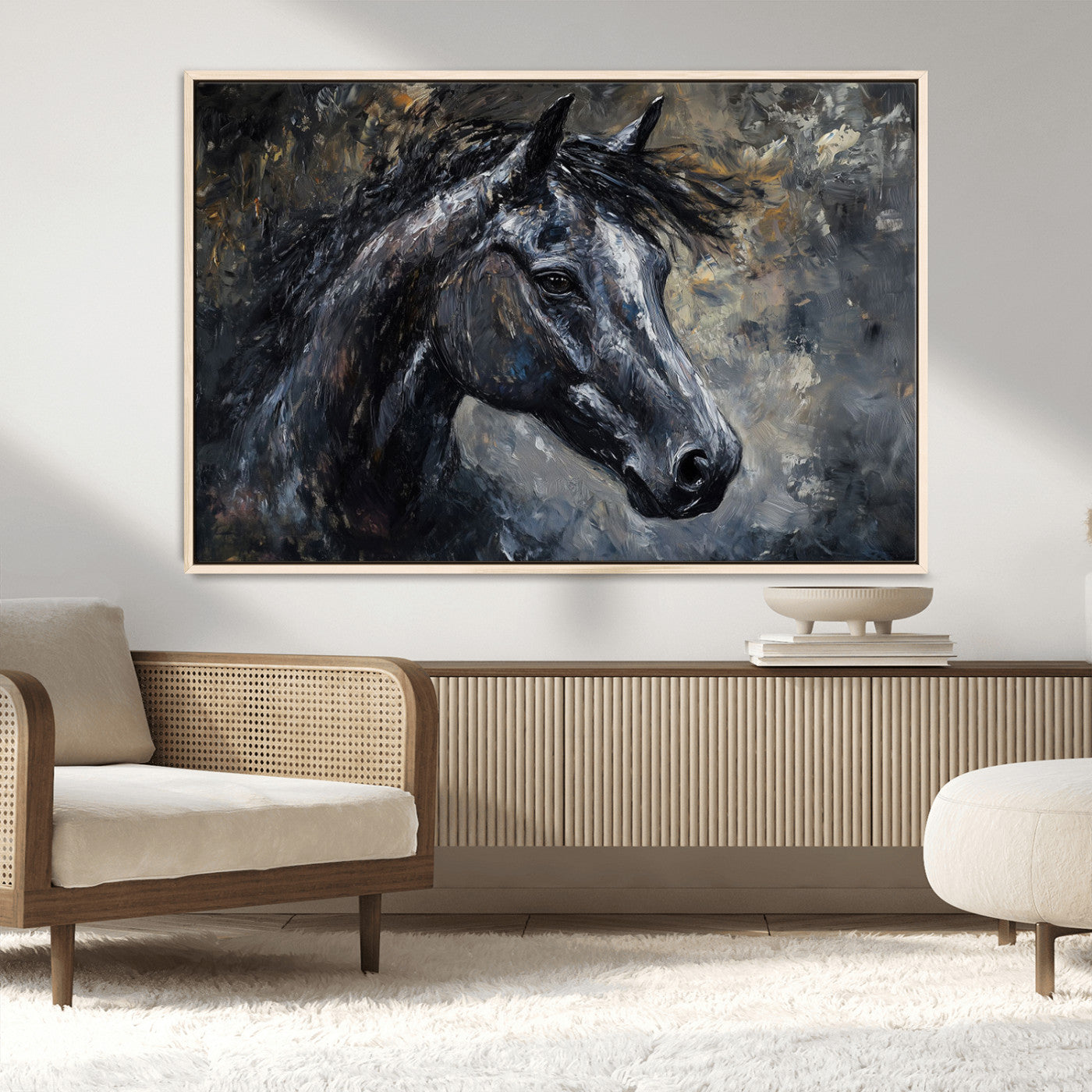 MGV-FC-36X24 - Large Abstract Horse Wall Art Canvas Print | Farmhouse Wall Decor | Rustic Horse Art | Western Cabin