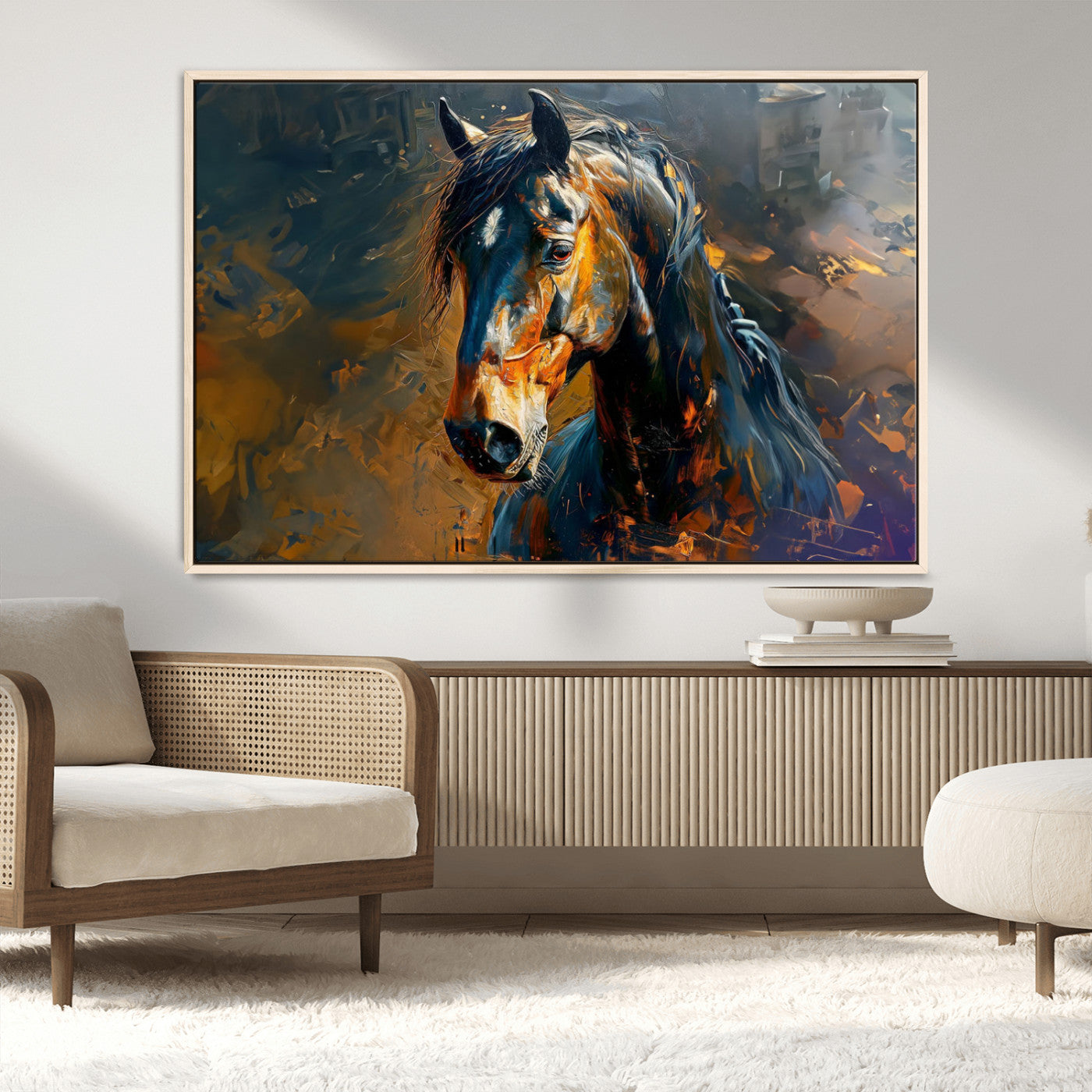 MGV-FC-36X24 - Abstract Horse Wall Art Canvas Print | Farmhouse Wall Decor | Western Cabin Art | Rustic Horse Decor