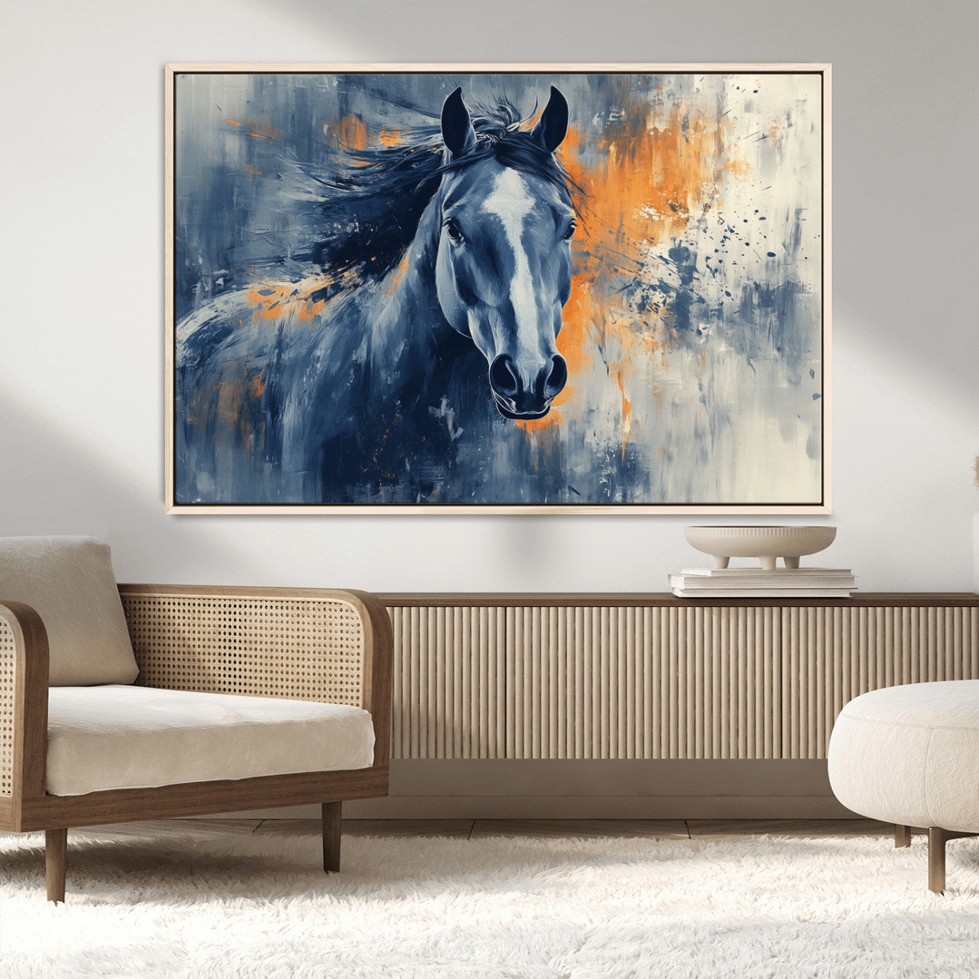 MGV-FC-36X24 - Abstract Blue Horse Wall Art Print Canvas | Horse Wall Art Print | Western Decor for Farmhouse |