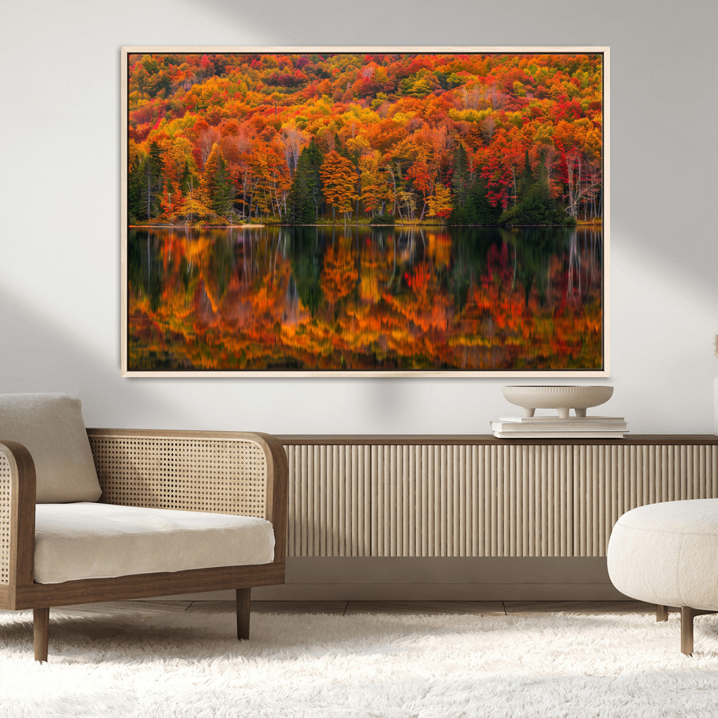 MGV-FC-36X24 - Fall Foliage Wall Art - Autumn Reflection Canvas Print, Stunning Fall Foliage Wall Art, Serene Lake