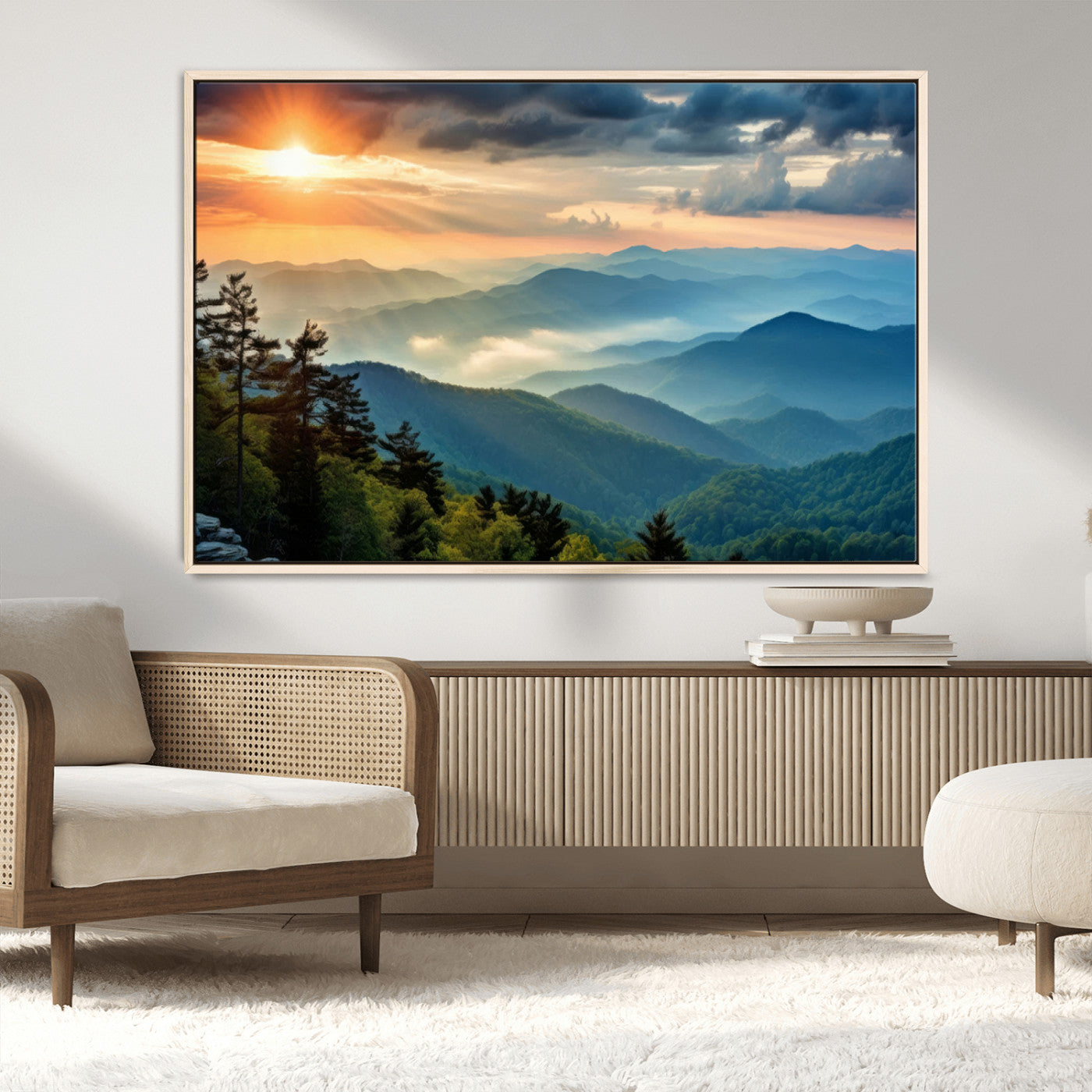 MGV-FC-36X24 - Sunrise Over Mountain Range Wall Art Canvas Print, Farmhouse Wall Decor, Cabin Wall Art