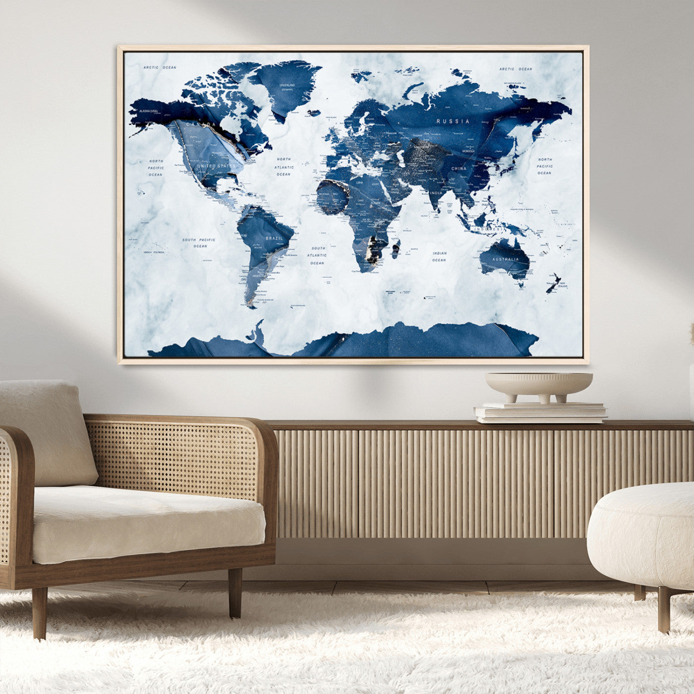MGV-FC-36X24 - Push Pin World Map Canvas Print – Framed Wall Art for Couples to Track Their Travels – Anniversary