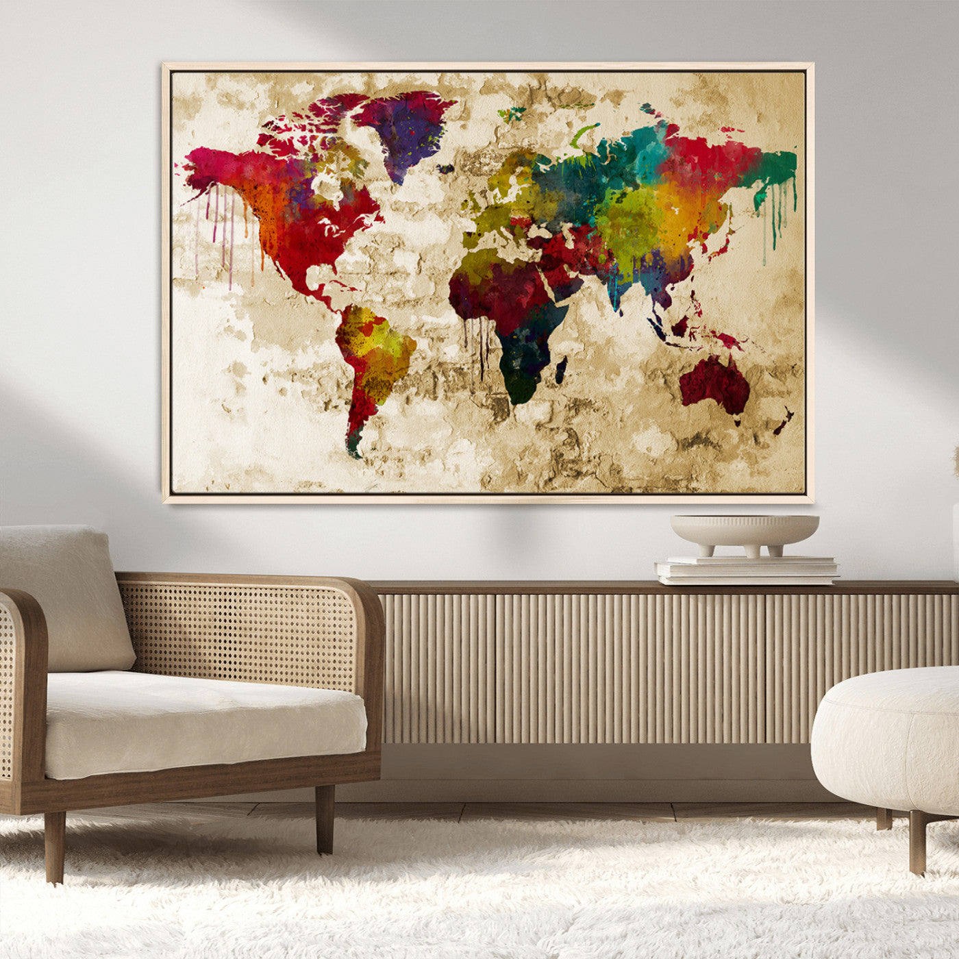 MGV-FC-36X24 - Push Pin World Map Canvas Print – Framed Wall Art for Couples to Track Their Travels – Anniversary