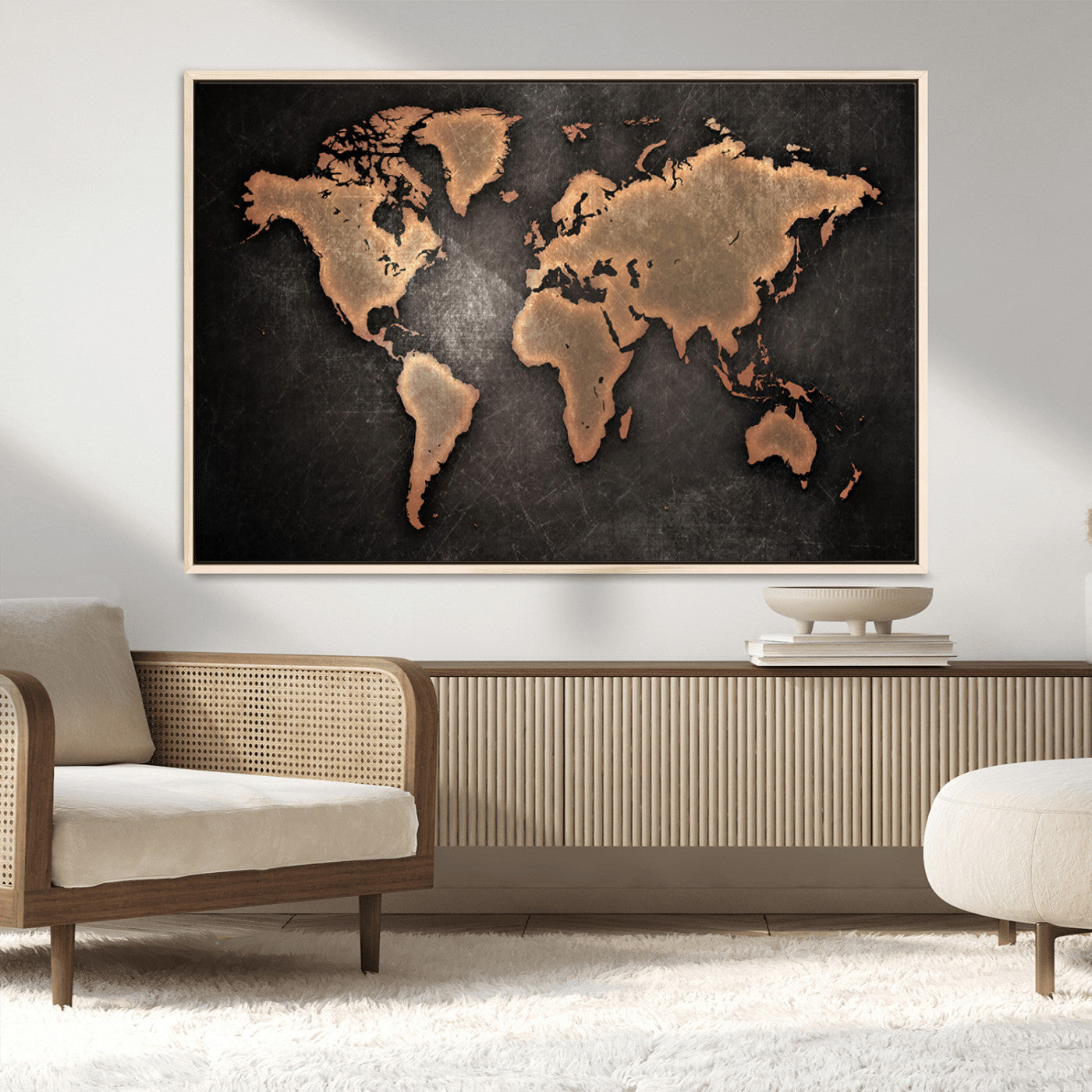MGV-FC-36X24 - Push Pin World Map Canvas Print – Framed Wall Art for Couples to Track Their Travels – Anniversary