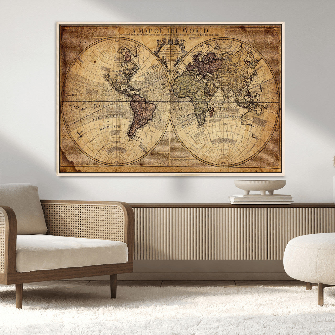MGV-FC-36X24 - Push Pin World Map Canvas Print – Framed Wall Art for Couples to Track Their Travels – Anniversary