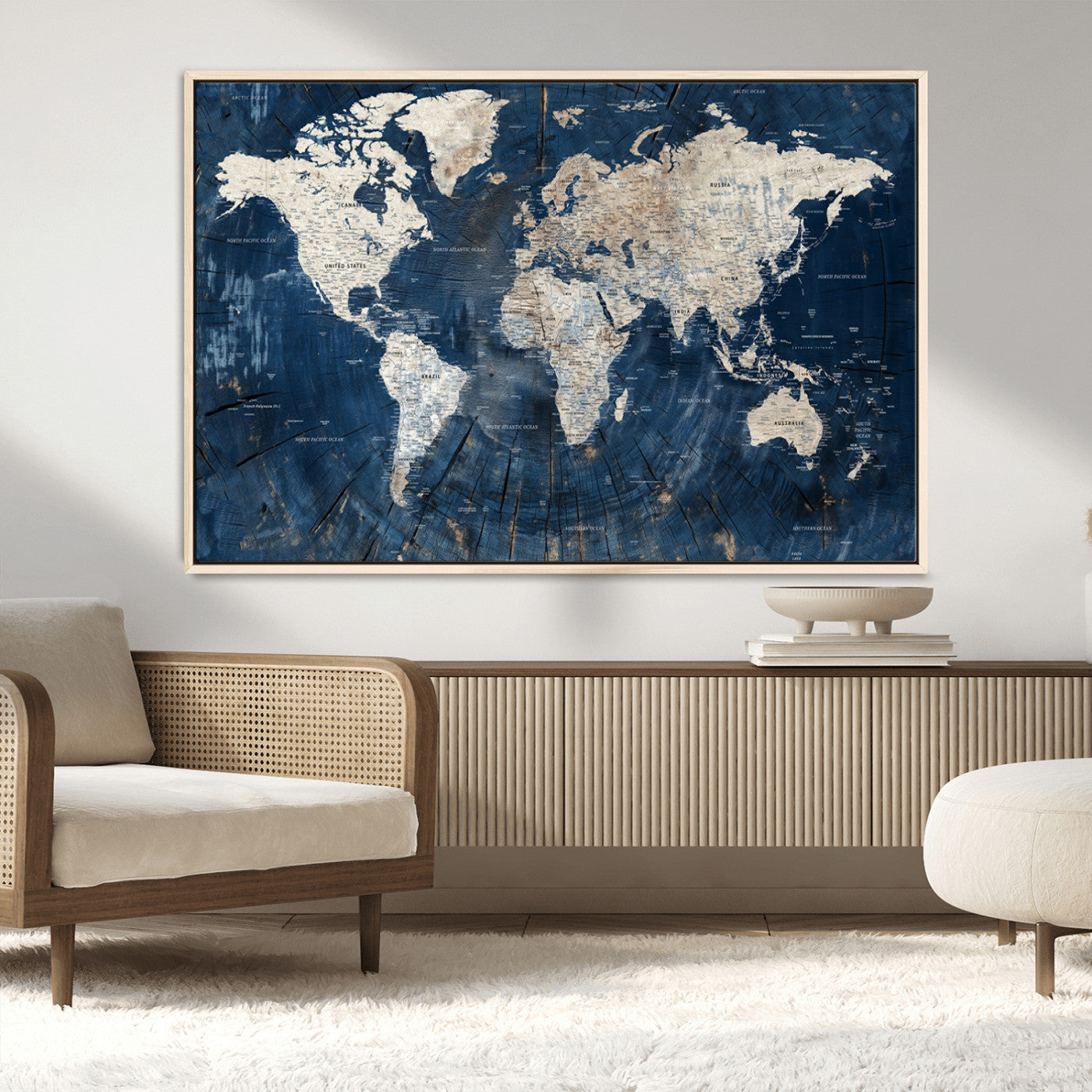 MGV-FC-36X24 - Push Pin World Map Canvas Print – Framed Wall Art for Couples to Track Their Travels – Anniversary