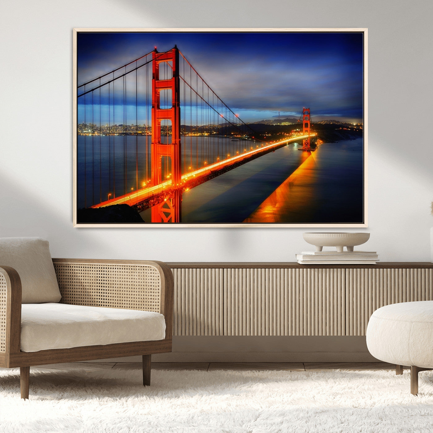 MGV-FC-36X24 - Large Wall Art San Francisco Canvas Print - Wonderful Golden Gate Bridge at Twilight
