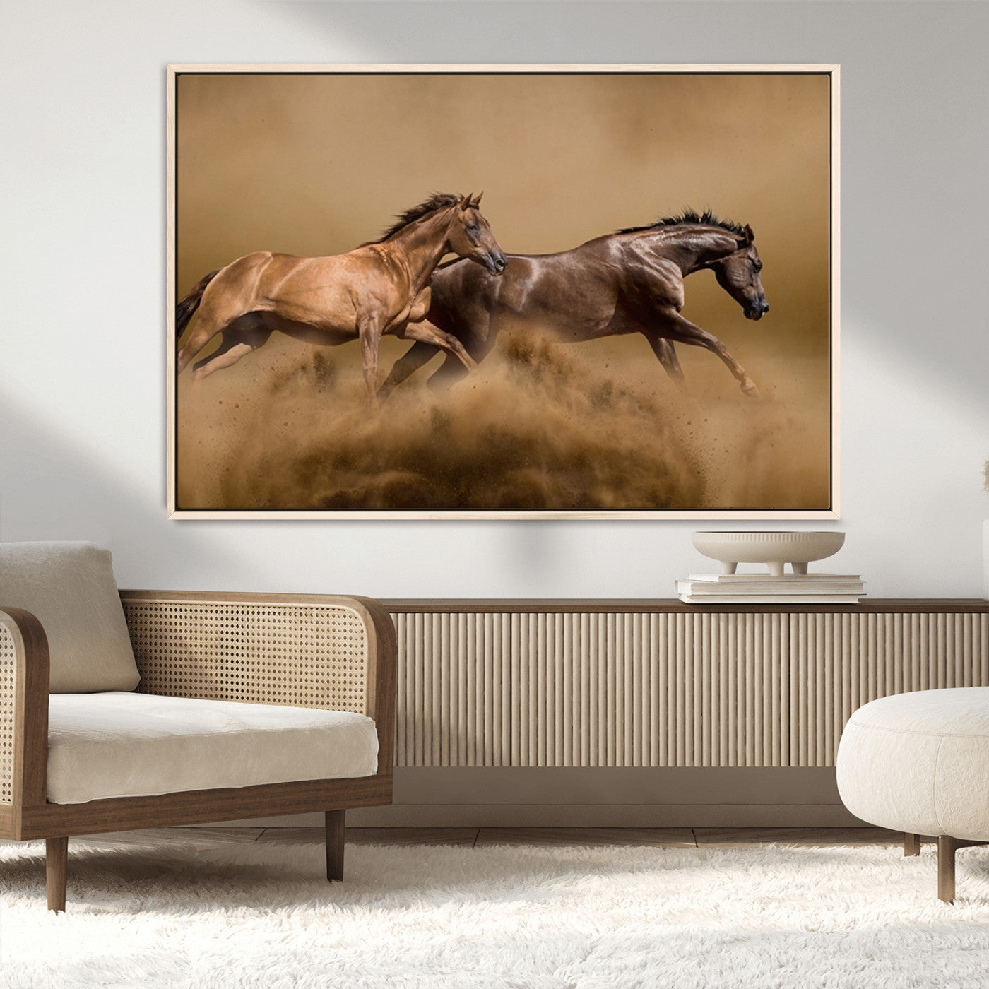 MGV-FC-36X24 - Large Wall Art Animal Canvas Print - Two Running Brown Horses