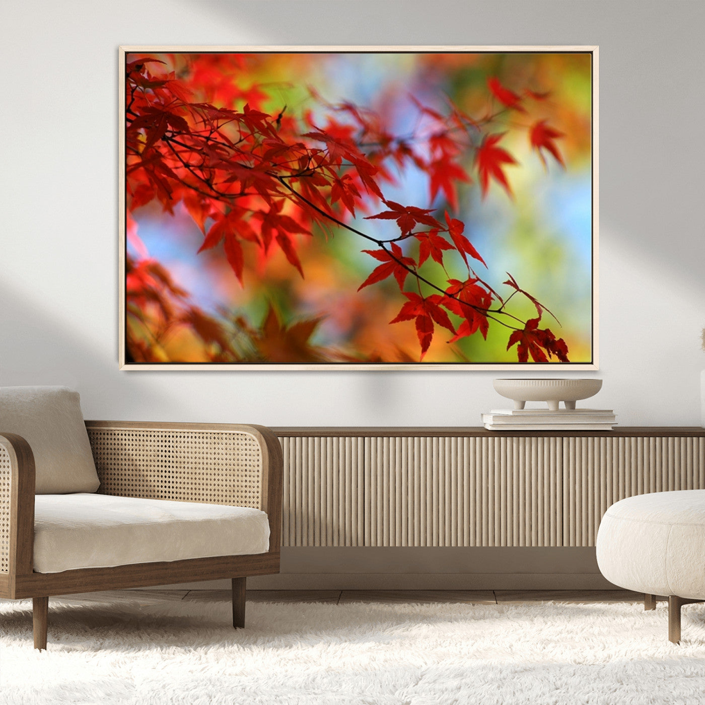 MGV-FC-36X24 - Red Leaves Autumn Forest Wall Art Canvas, Red Leaves Autumn Forest Canvas Print