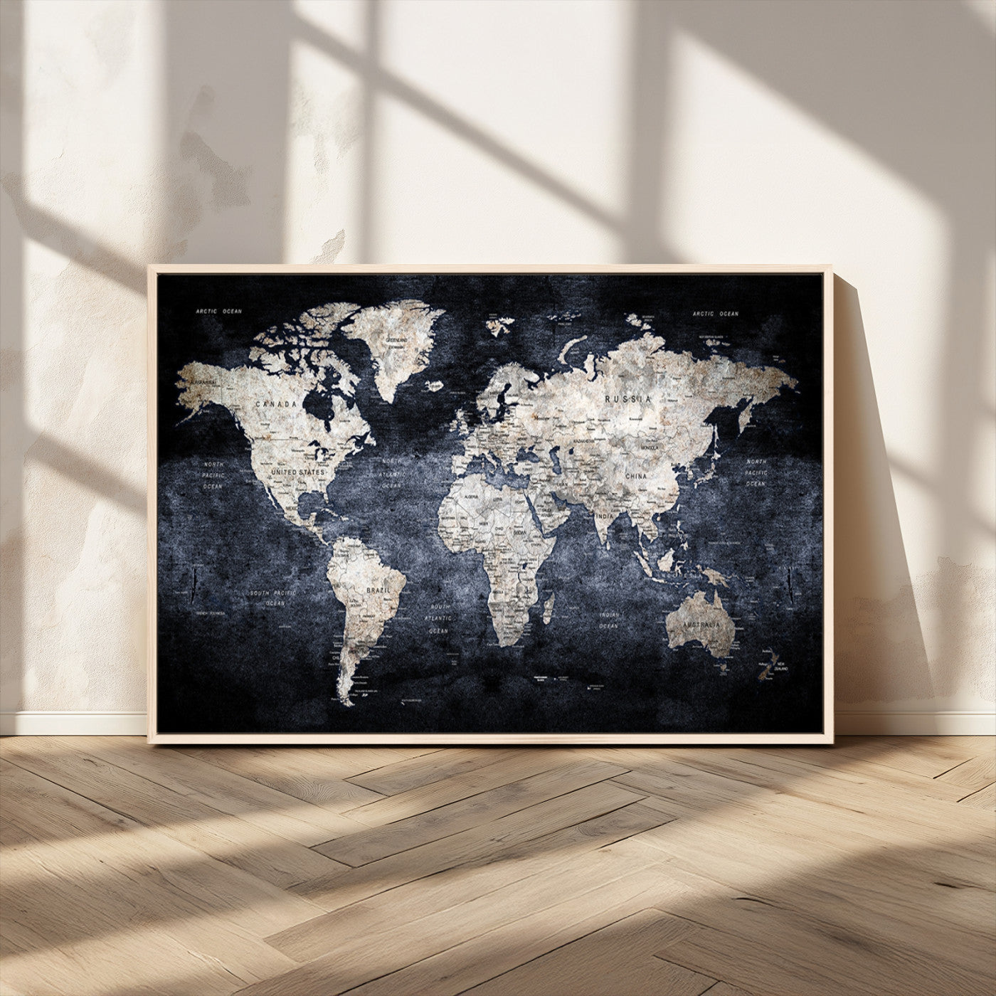 MGV-FC-36X24 - World Map Wall Art Canvas Print for Home and Office Decor