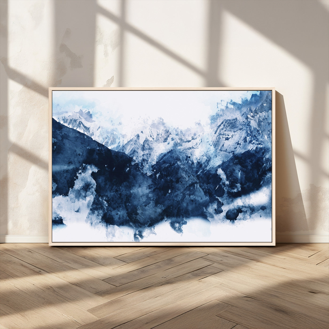 81700-MGV-CV-36X24-Abstract Blue Mountain Canvas Wall Art – Modern Triptych Landscape Print – Contemporary Nature Decor for Living Room or Office – Ready to