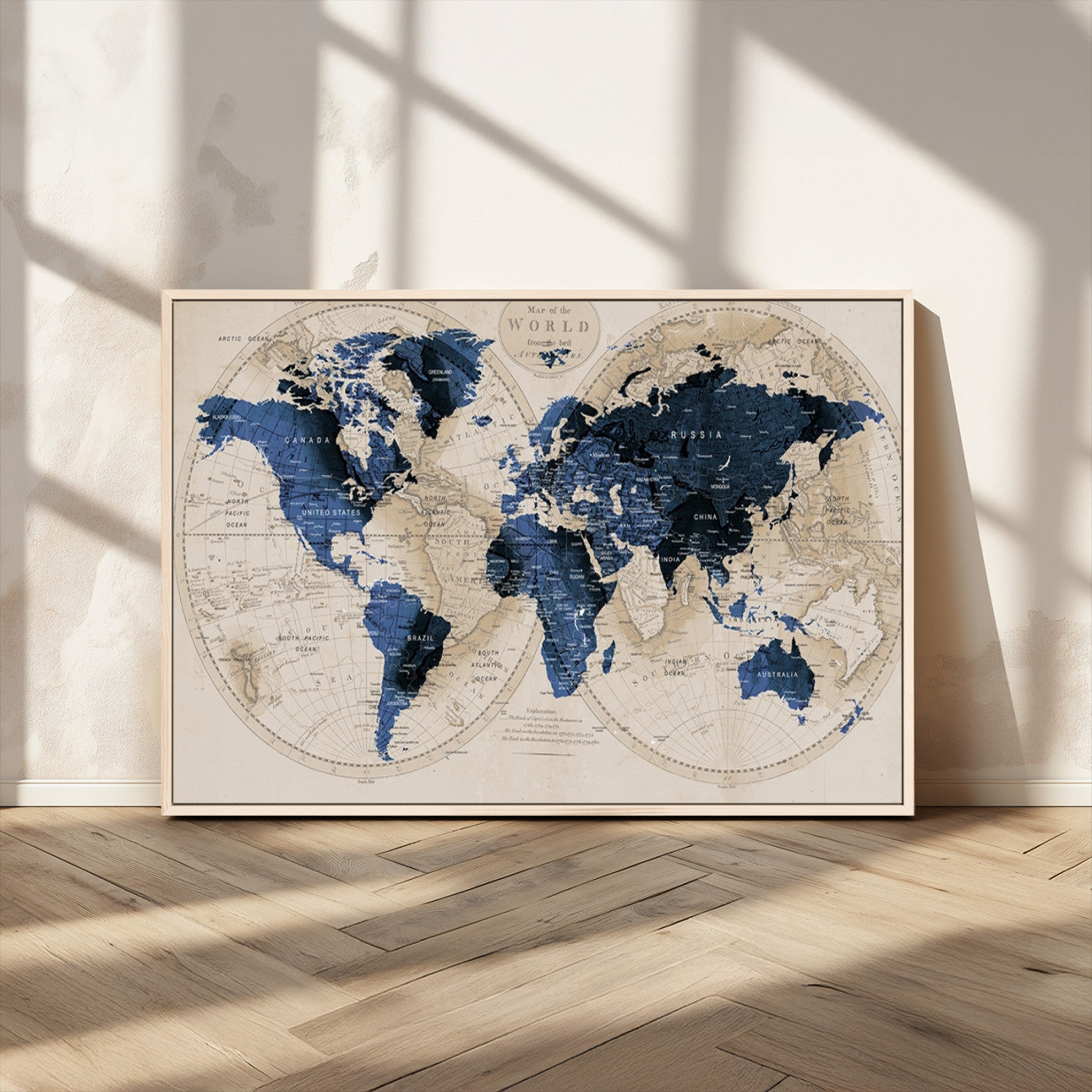 MGV-FC-36X24 - World Map Wall Art Canvas Print for Home and Office Decor