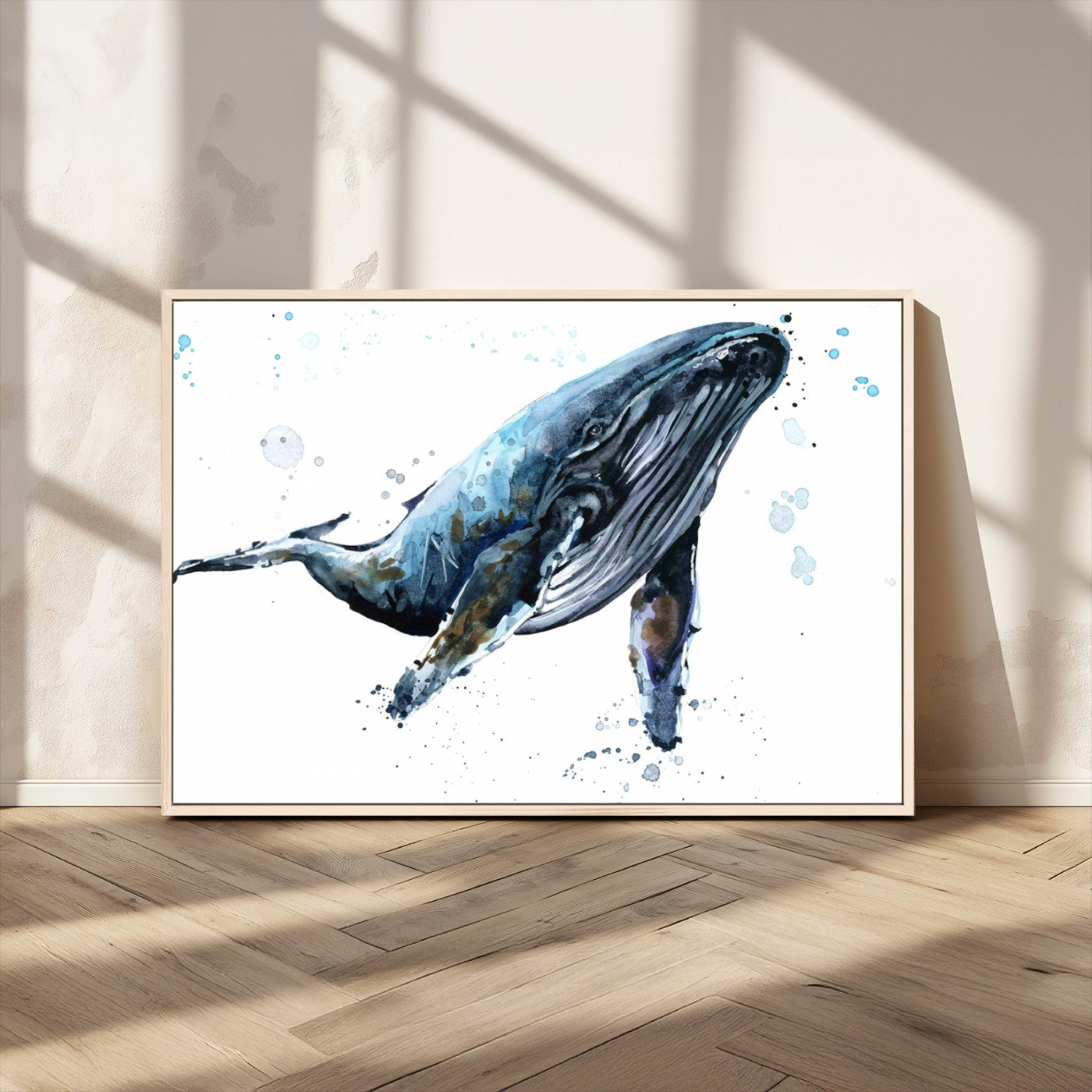 MGV-FC-36X24 - Watercolor Whale Wall Art Canvas Print