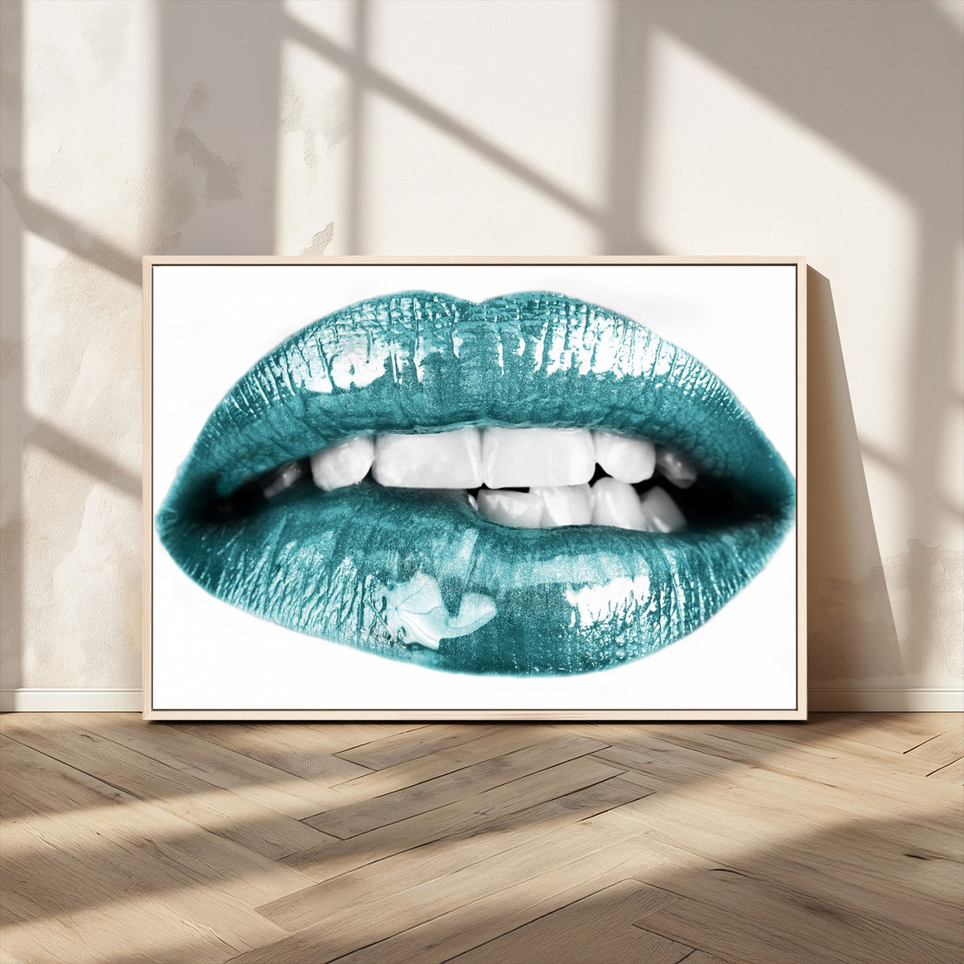 MGV-FC-36X24 - Blue Lips Wall Art Canvas Print