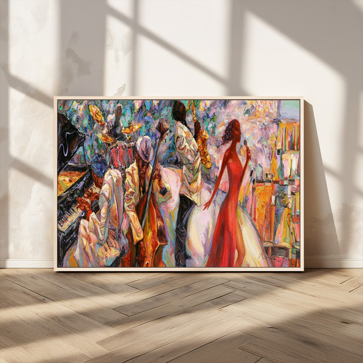 MGV-FC-36X24 - Abstract Afro American Jazz Canvas Wall Art | Music-Inspired Painting for Dining Room, Living Room,