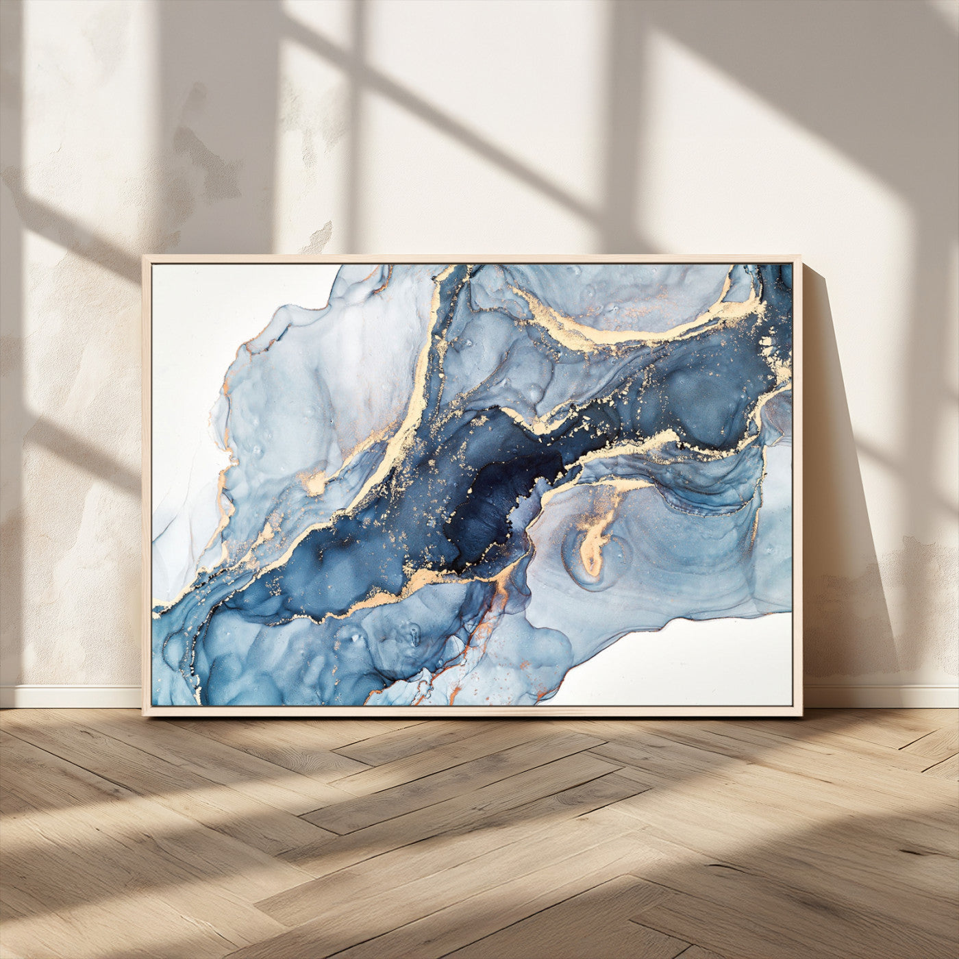 33782-MGV-CV-36X24-Abstract Art Print - Blue Abstract Canvas Wall Art Print Abstract Art Fluid Effect Marble Wall Art