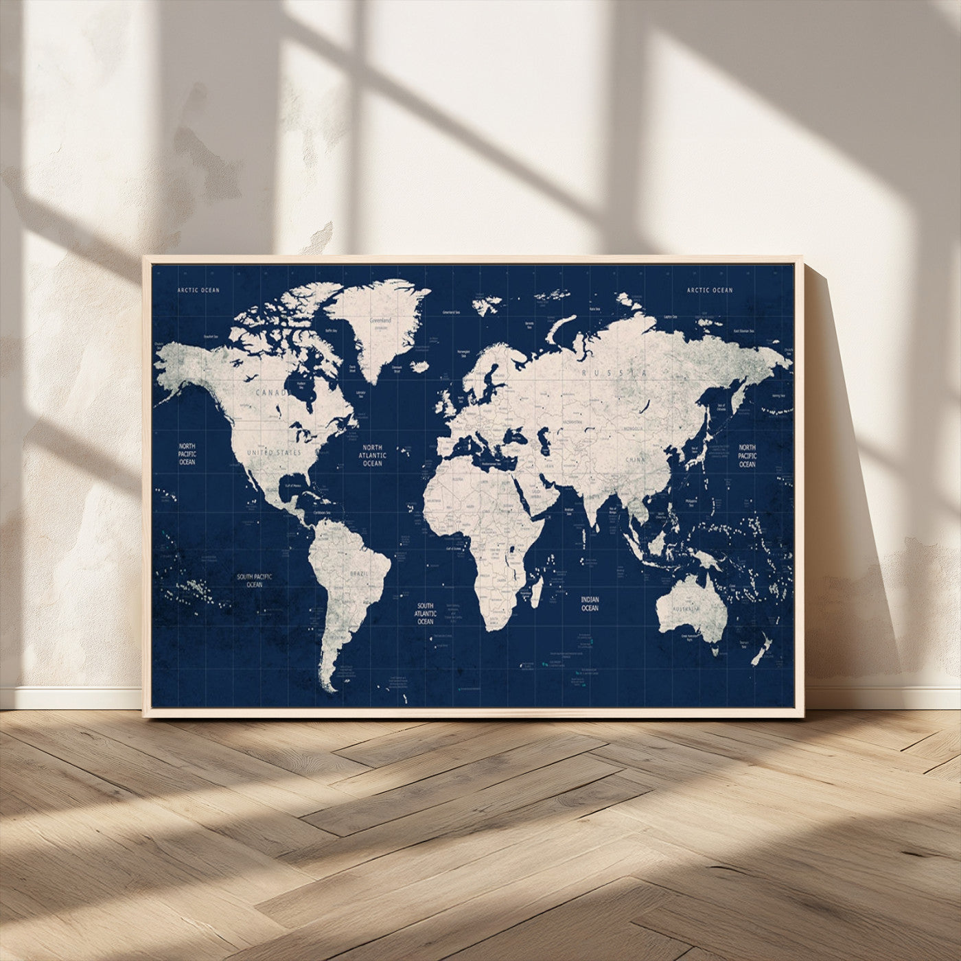 17866-MGV-CV-36X24-Push Pin World Map Canvas Print – Framed Wall Art for Couples to Track Their Travels – Anniversary