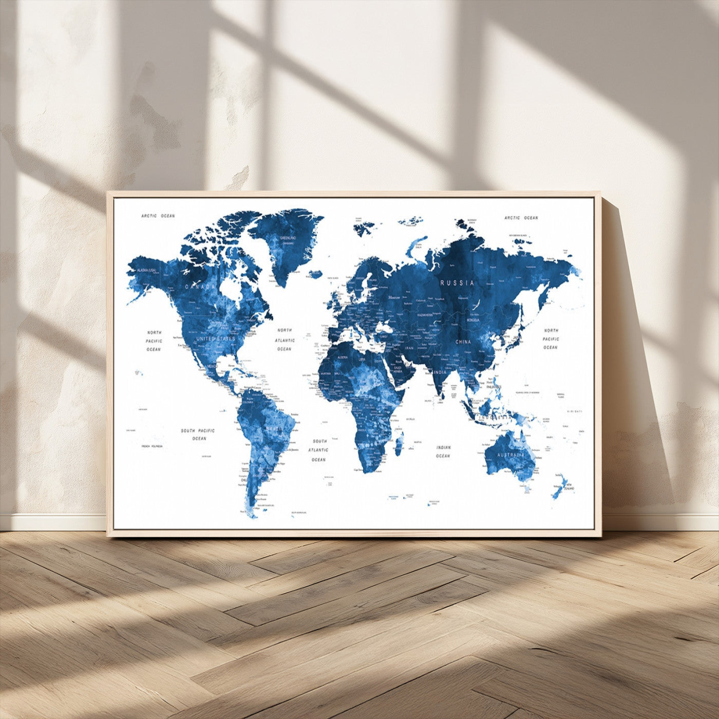 MGV-FC-36X24 - Push Pin World Map Canvas Print – Framed Wall Art for Couples to Track Their Travels – Anniversary