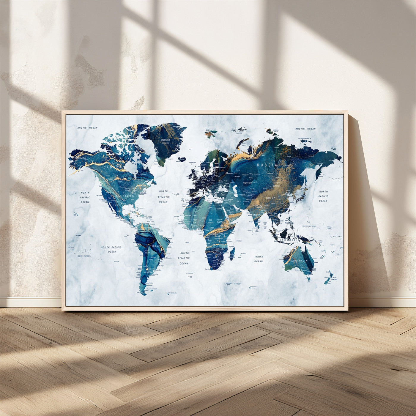 MGV-FC-36X24 - Push Pin World Map Canvas Print – Framed Wall Art for Couples to Track Their Travels – Anniversary