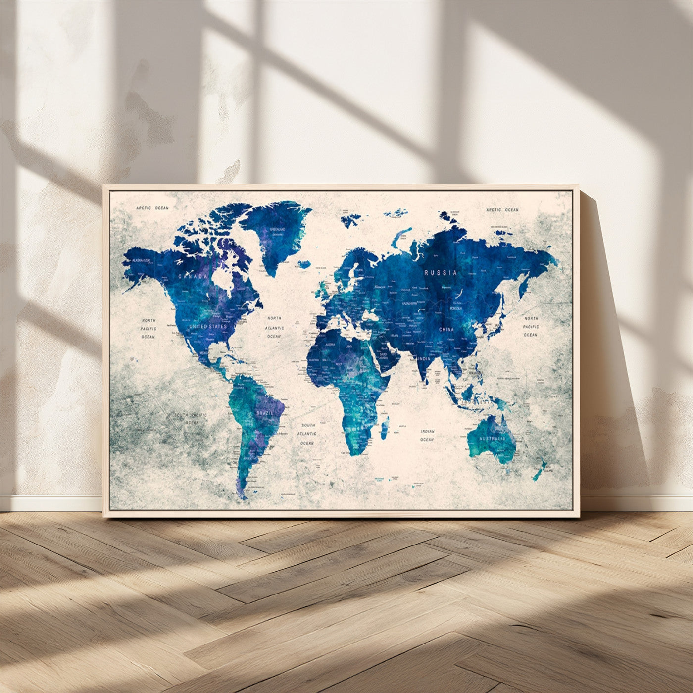 MGV-FC-36X24 - Push Pin World Map Canvas Print – Framed Wall Art for Couples to Track Their Travels – Anniversary