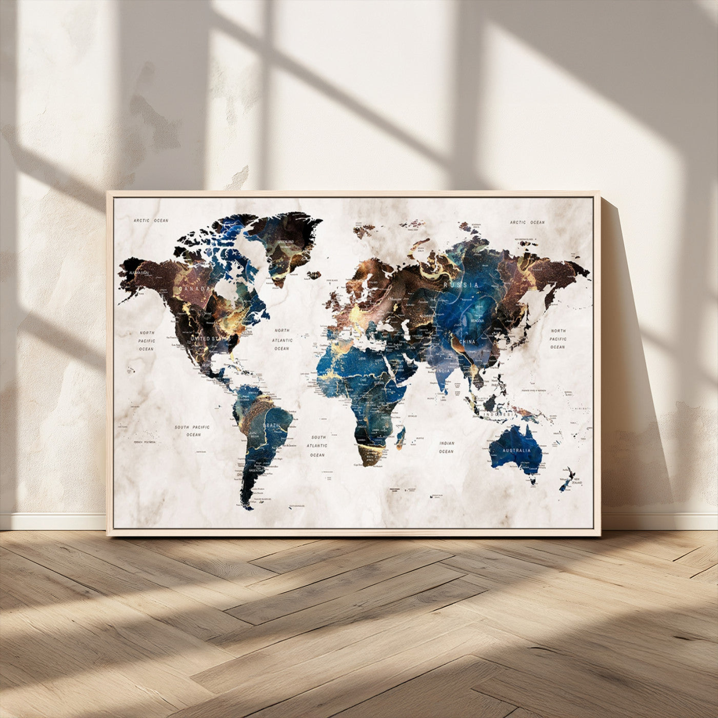 MGV-FC-36X24 - Push Pin World Map Canvas Print – Framed Wall Art for Couples to Track Their Travels – Anniversary