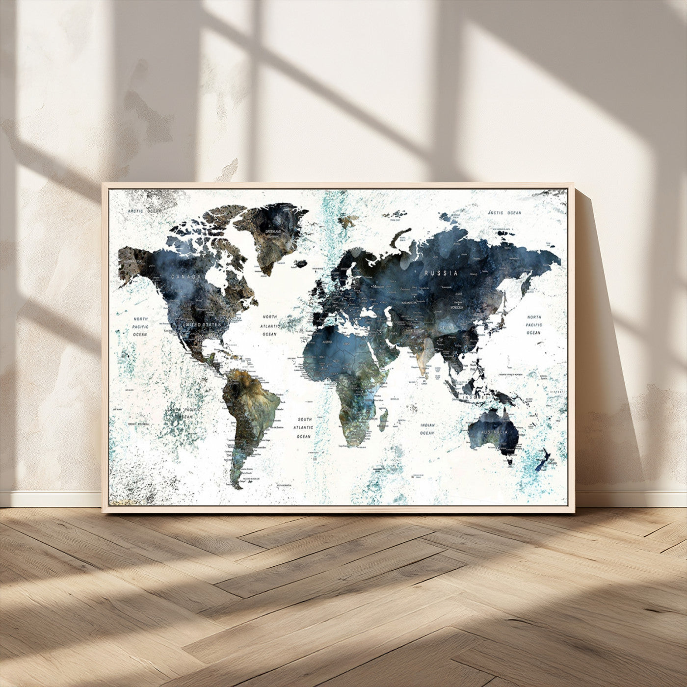 MGV-FC-36X24 - Push Pin World Map Canvas Print – Framed Wall Art for Couples to Track Their Travels – Anniversary