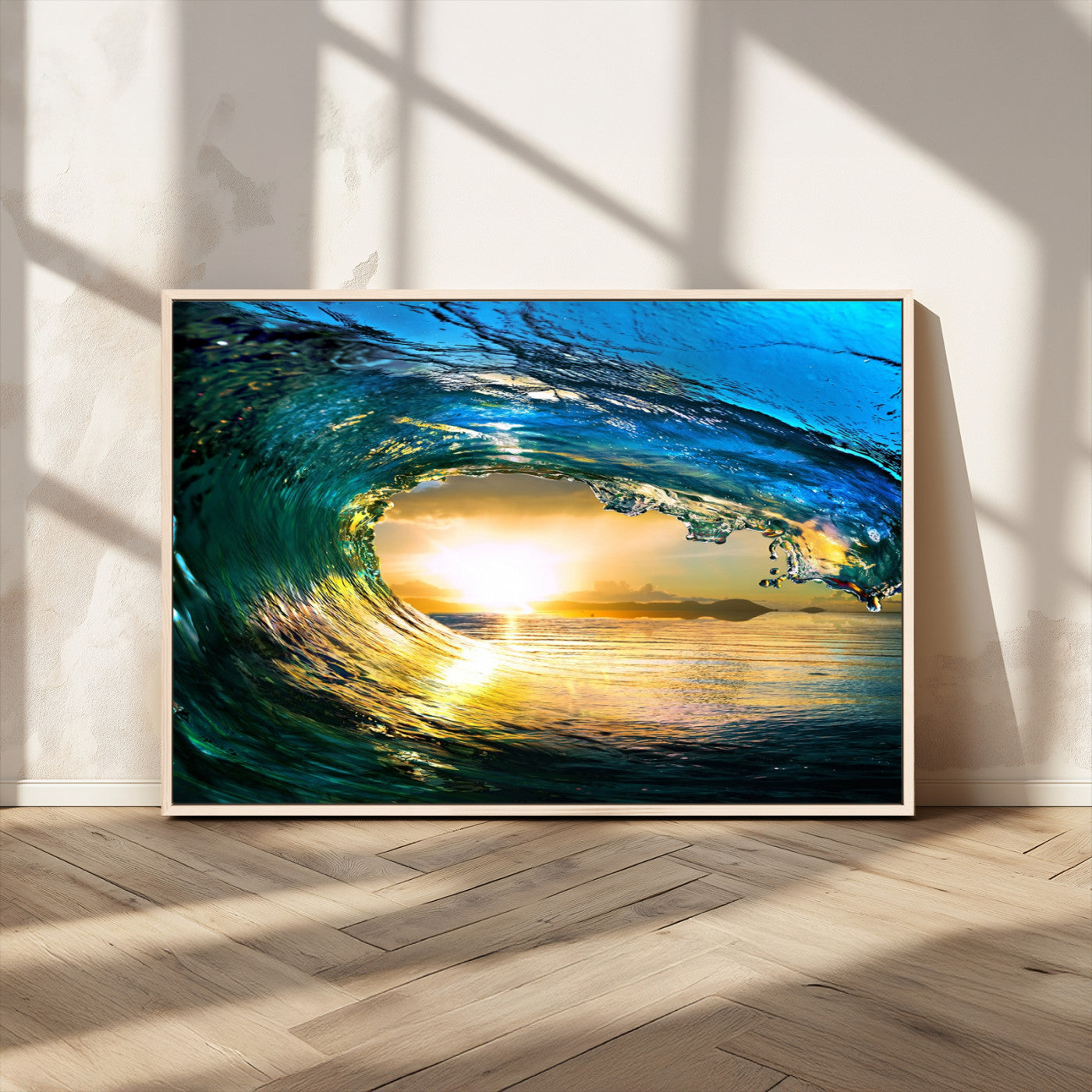MGV-FC-36X24 - Ocean Wave at Sunset Canvas Art, Large Wall Print of Vibrant Water Waves, Coastal Art for Living Room and Dining Room