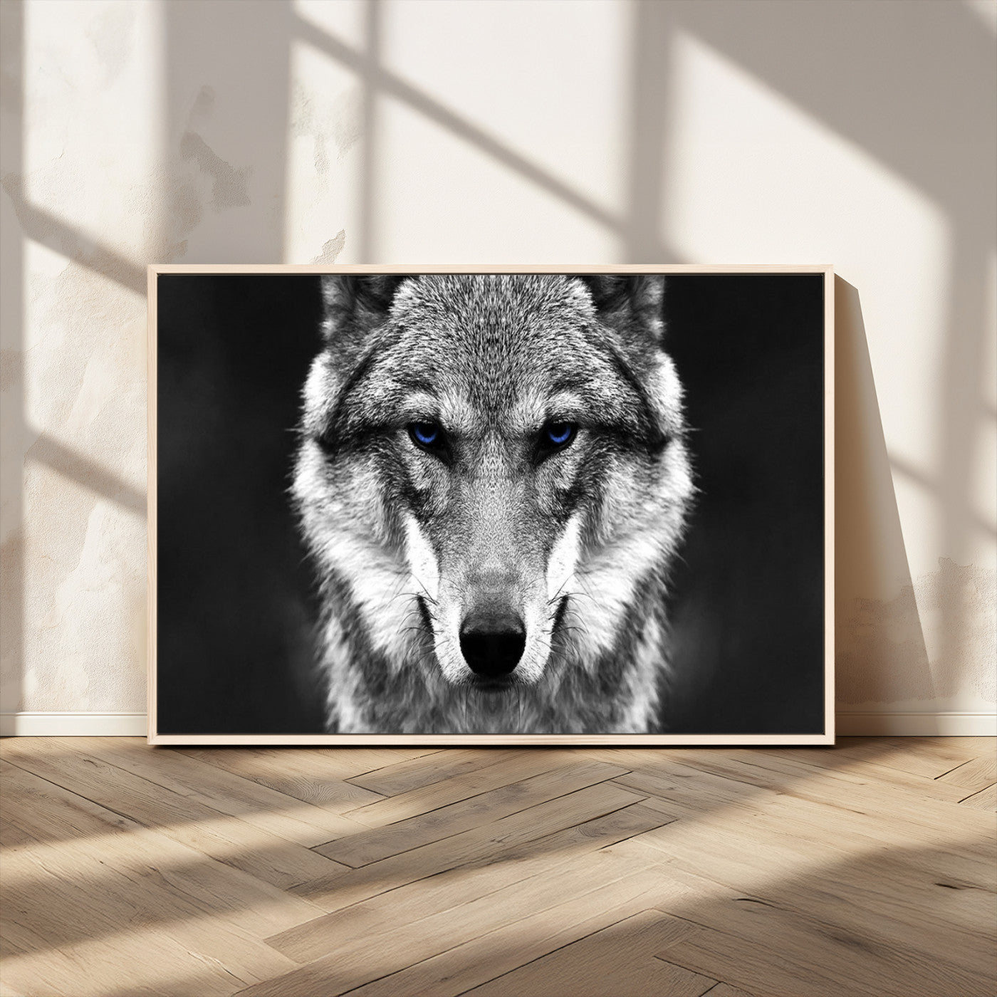 MGV-FC-36X24 - Black and White Wild Wolf Wall Art Canvas Print