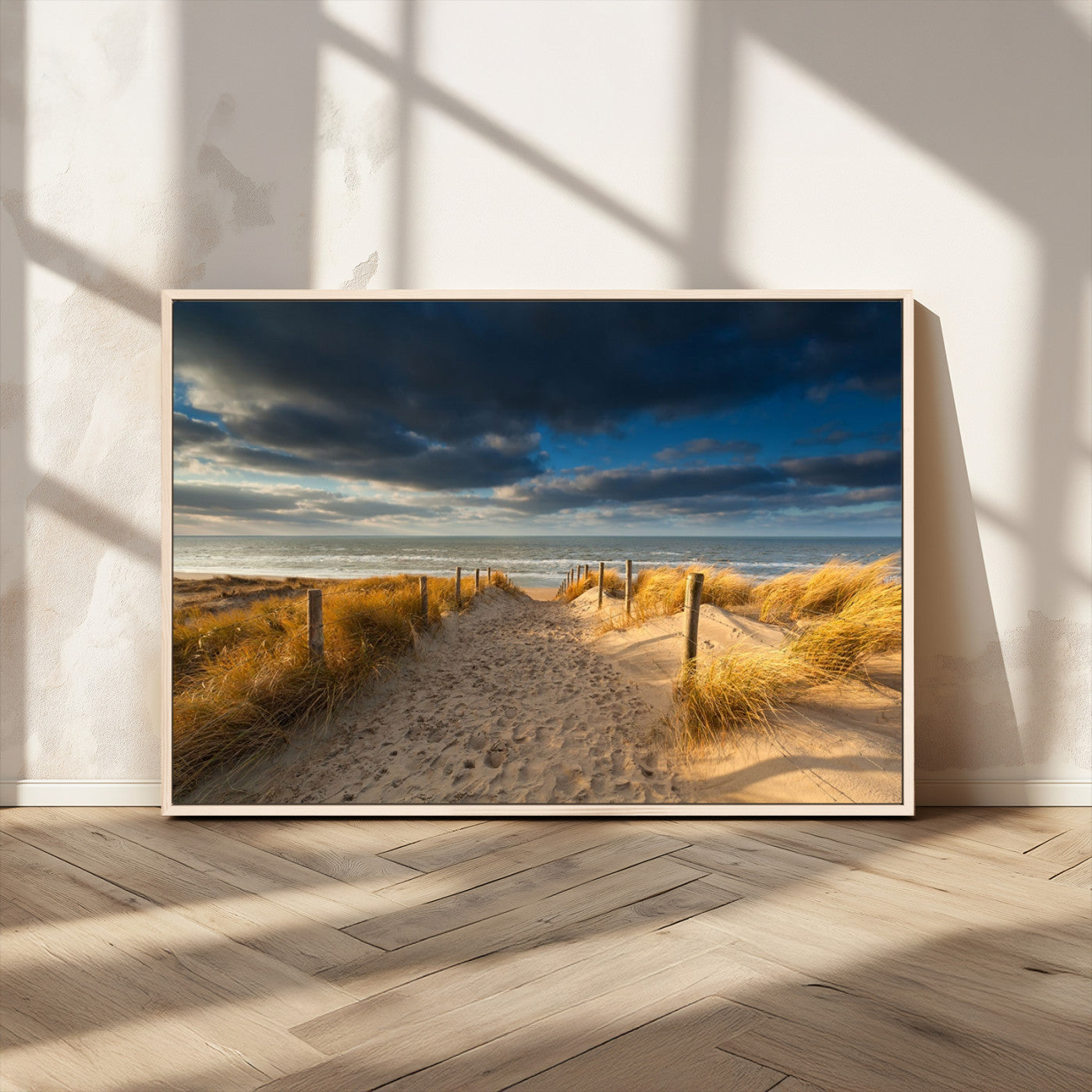 MGV-FC-36X24 - Ocean Beach Dark Clouds Wall Art Canvas Print