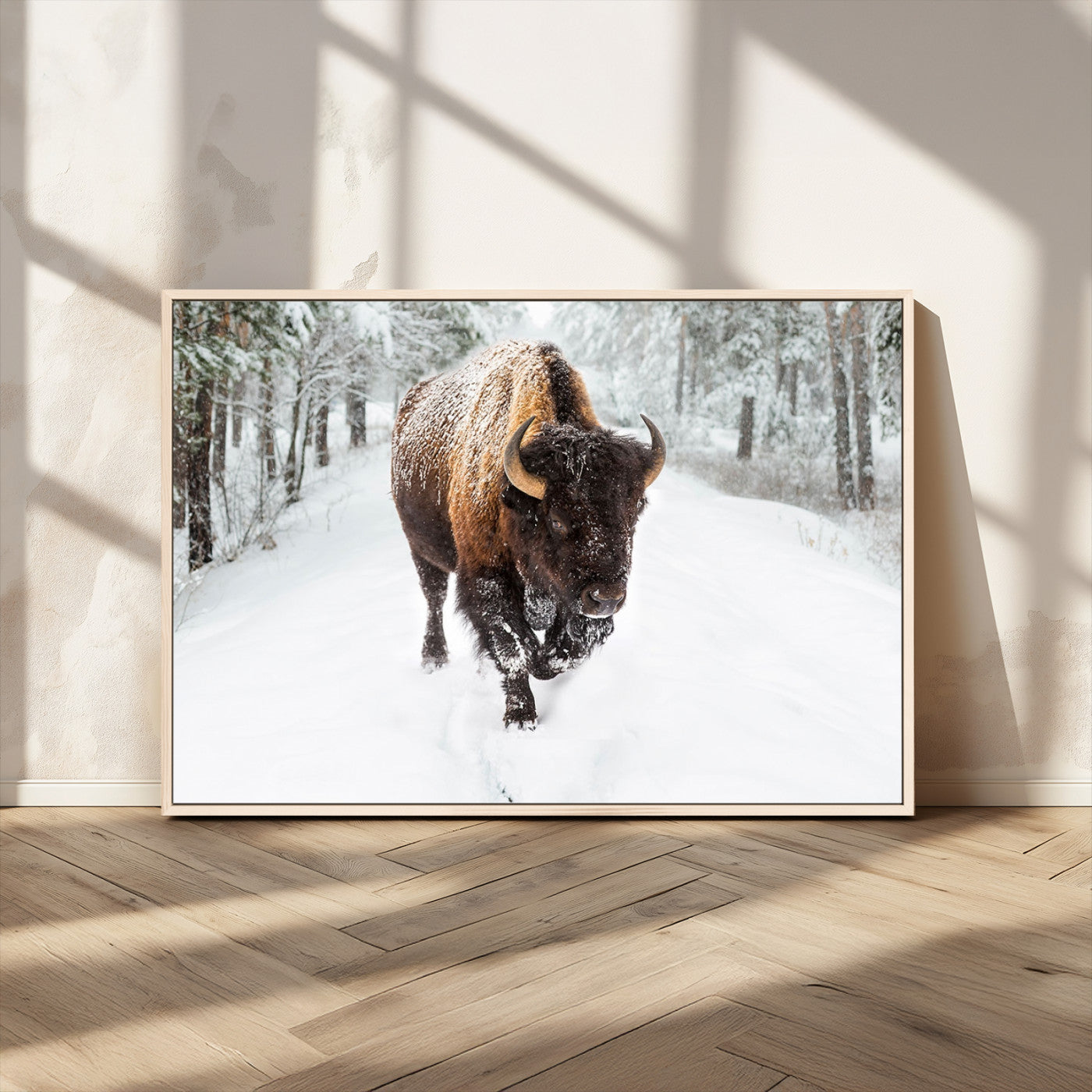 MGV-FC-36X24 - Bison Wall Art Canvas Print For Farmhouse, Animal Canvas Print, Wild Animal Wall Art