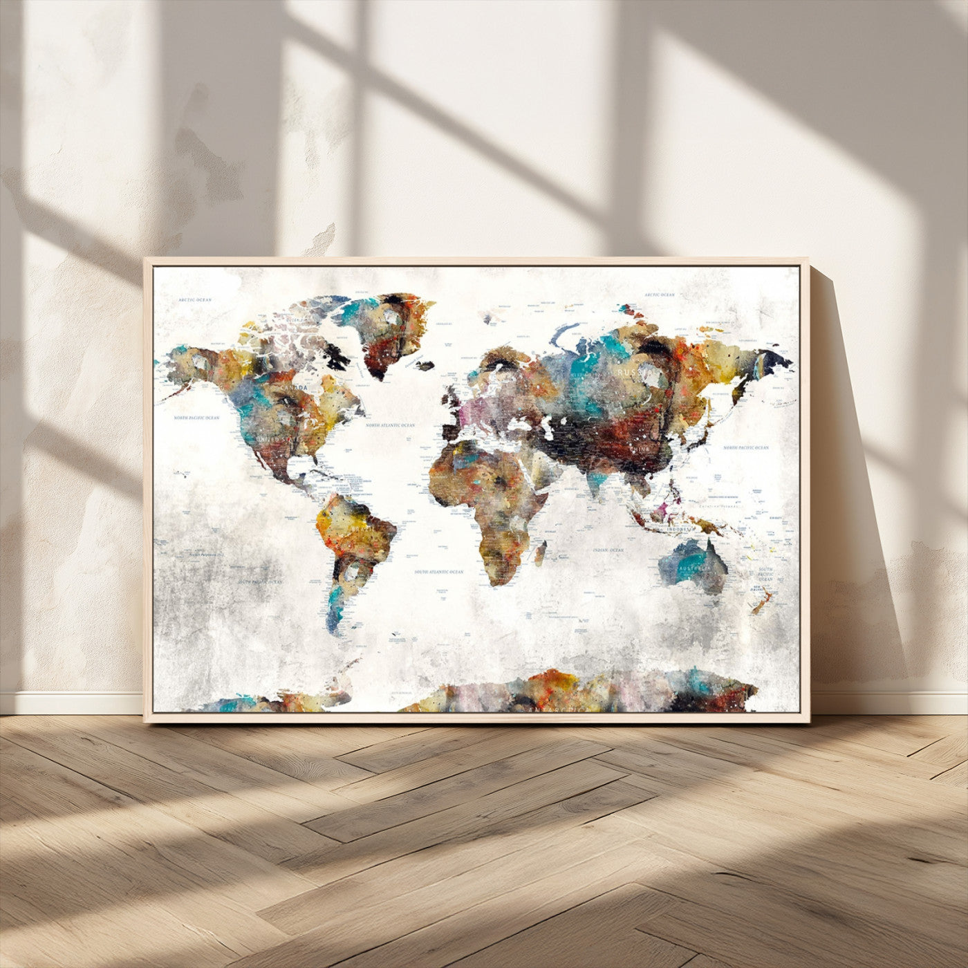 MGV-FC-36X24 - Push Pin World Map Canvas Print – Framed Wall Art for Couples to Track Their Travels – Anniversary