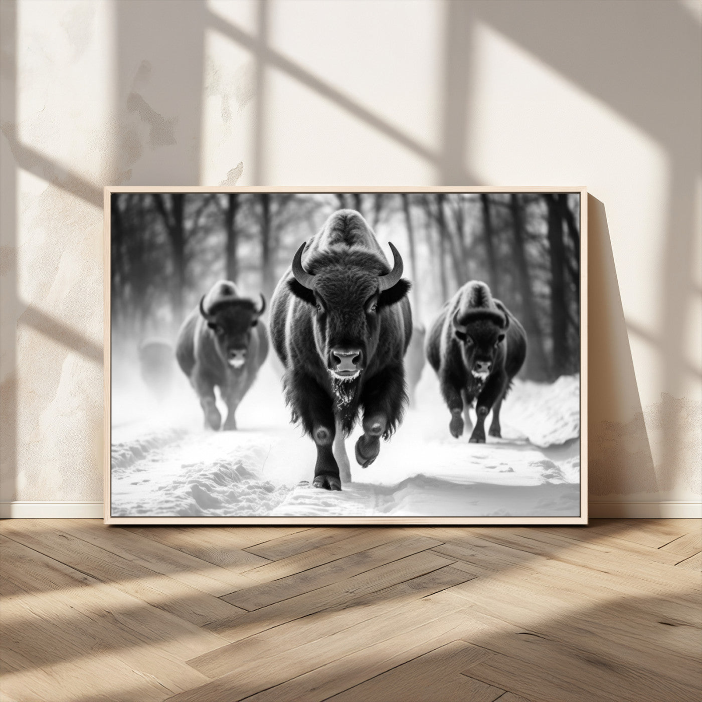 MGV-FC-36X24 - Buffalo Wall Art Canvas Print, Bison Family Wall Art Canvas Print