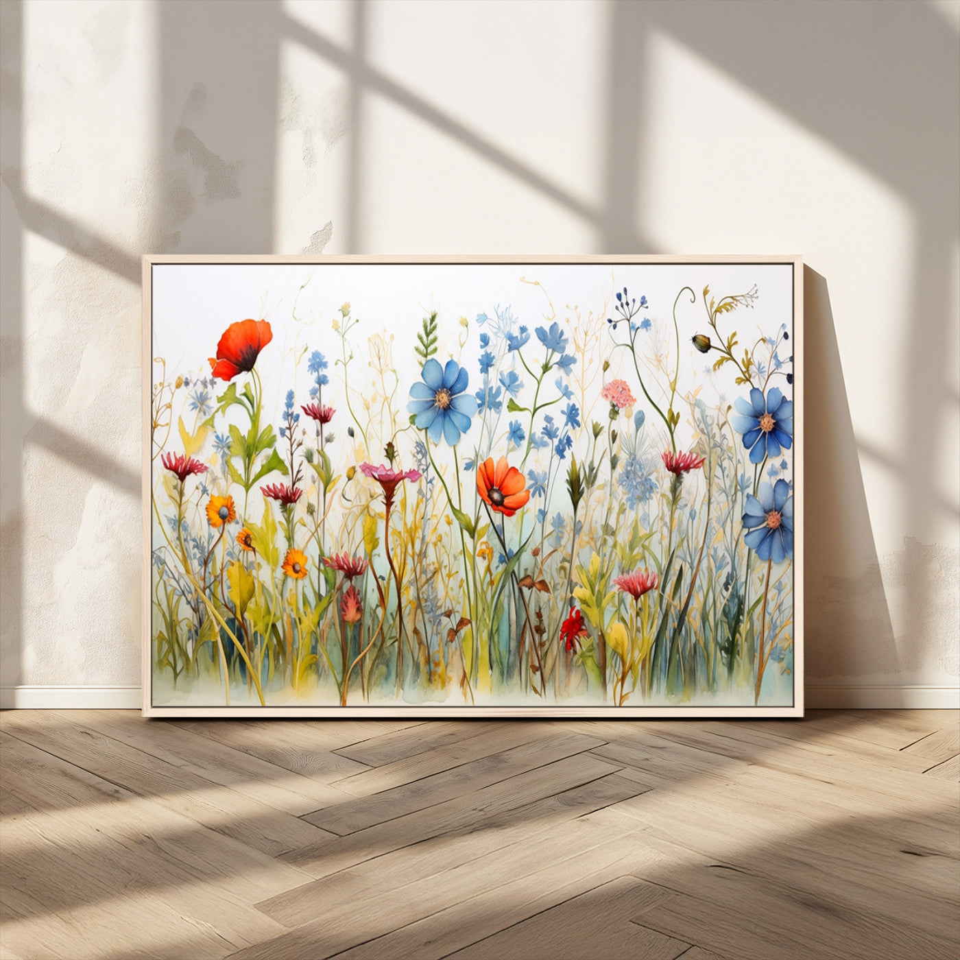 MGV-FC-36X24 - Colorful Wildflower Canvas Wall Art - Vibrant Floral Botanical Print, Bright Nature Decor for Living