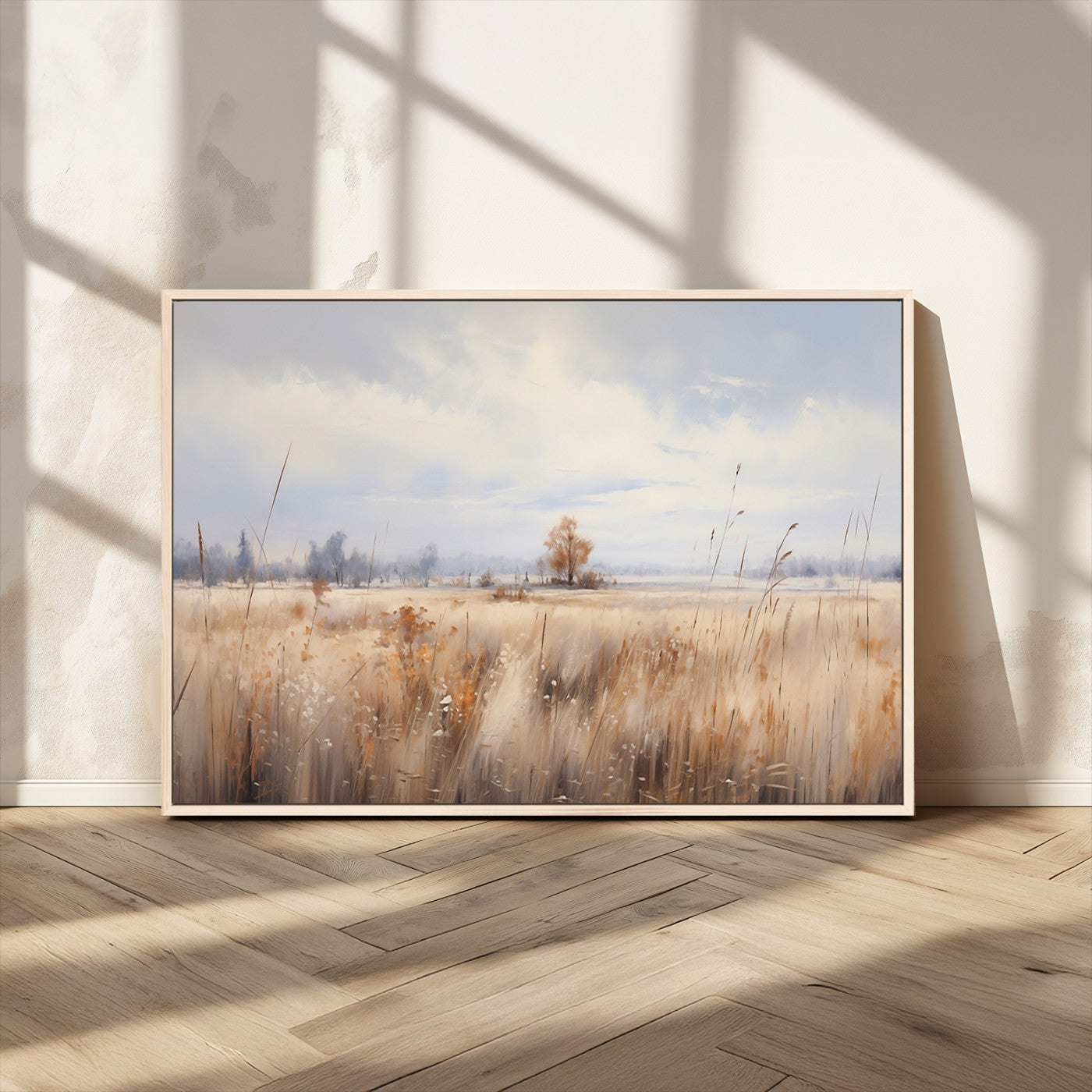 MGV-FC-36X24 - Golden Fields Wall Art Print Canvas – Serene Landscape of Nature’s Tranquility in Minimalist for