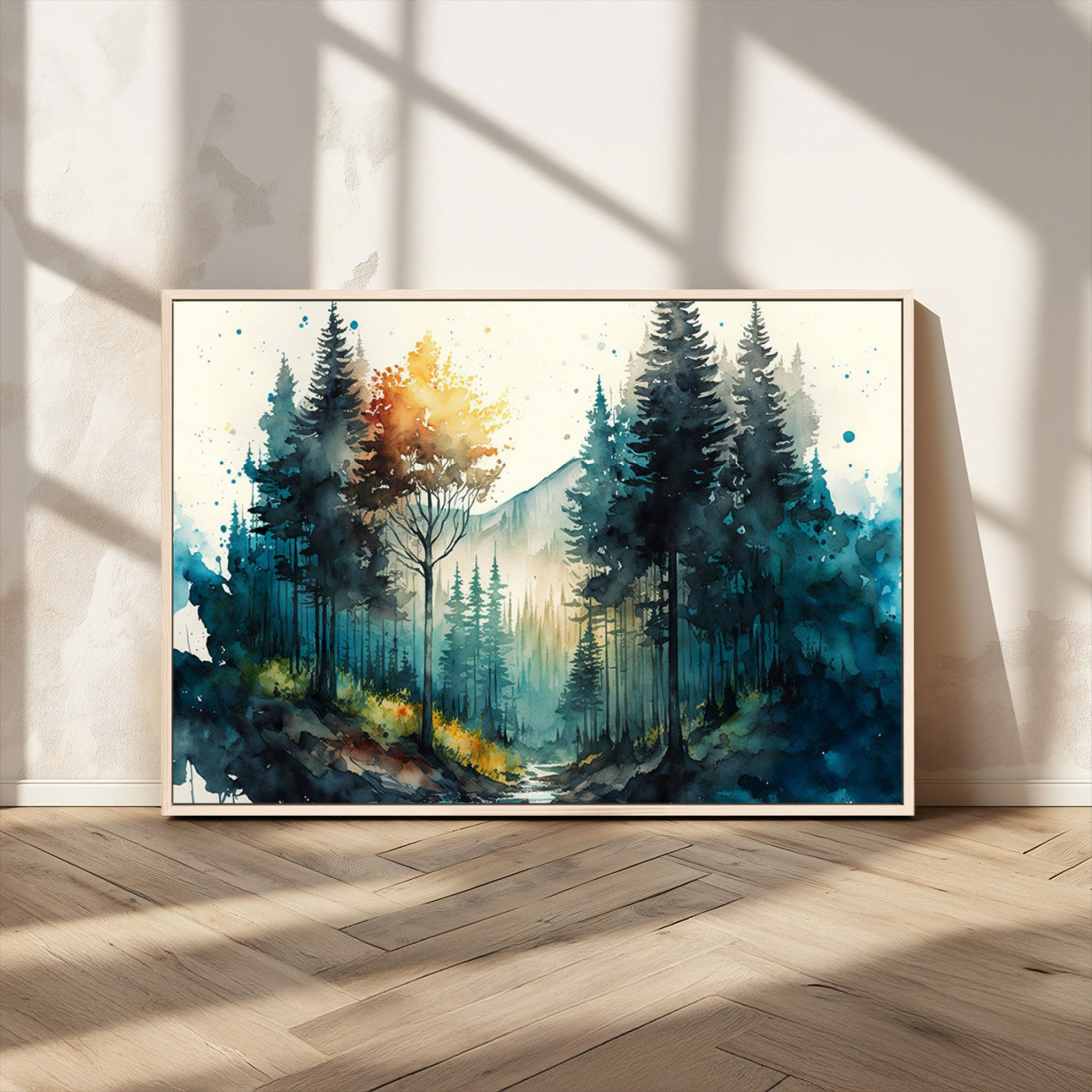 MGV-FC-36X24 - Watercolor Trees Forest Abstract Wall Art Canvas Print