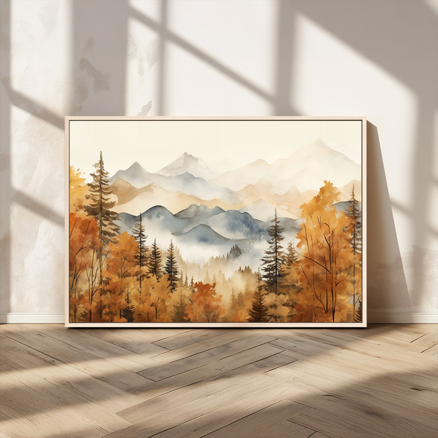 MGV-FC-36X24 - Golden Autumn Forest Wall Art | Mountain Landscape Canvas Print for Living Room or Bedroom | Large Wall Decor with Nature-Inspired Design