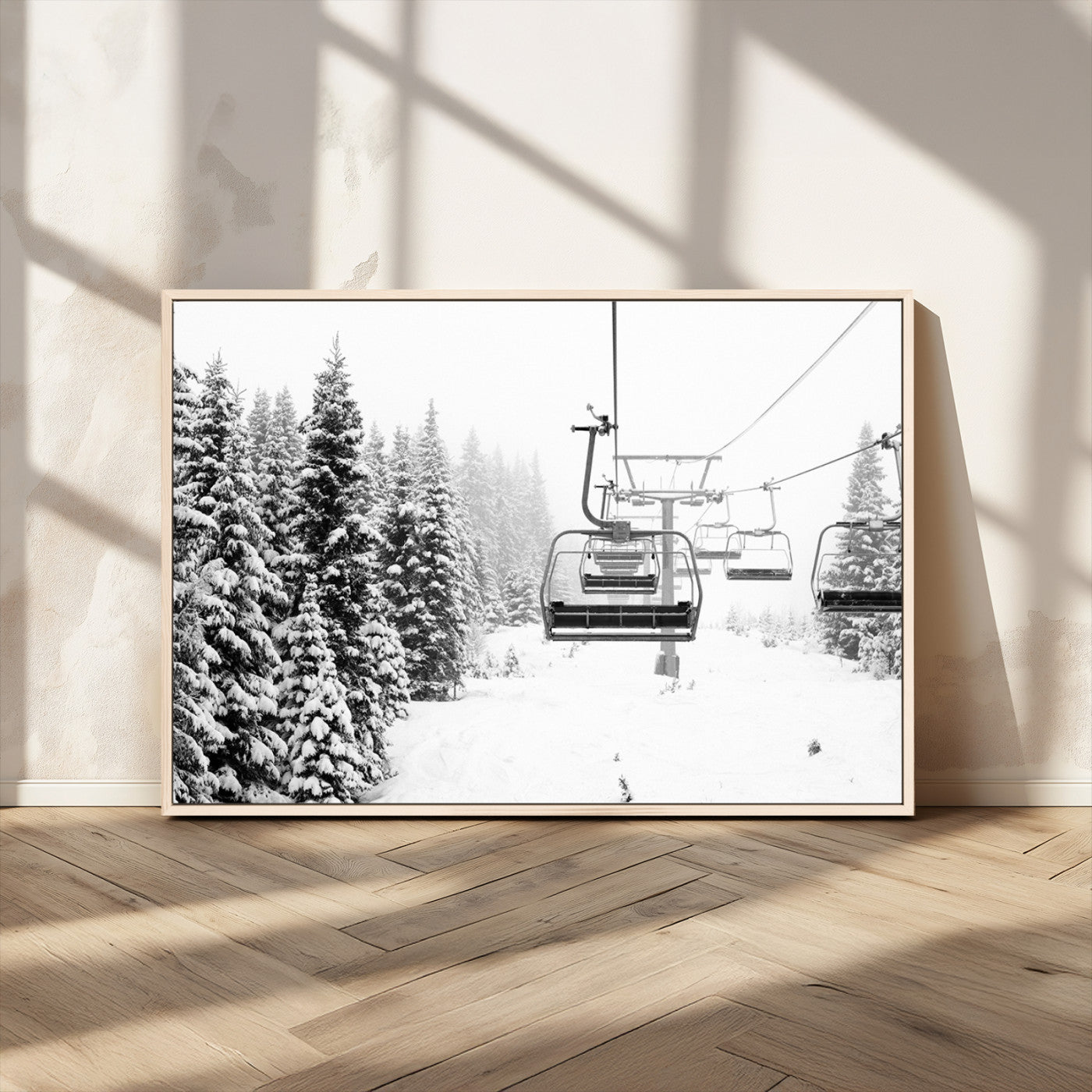 MGV-FC-36X24 - Ski Wall Art - Ski Lift Wall Art Canvas Print Snow Covered Spruce Trees Winter Wall Art Ski Skier Gift Ski Resort Canvas Wall Art