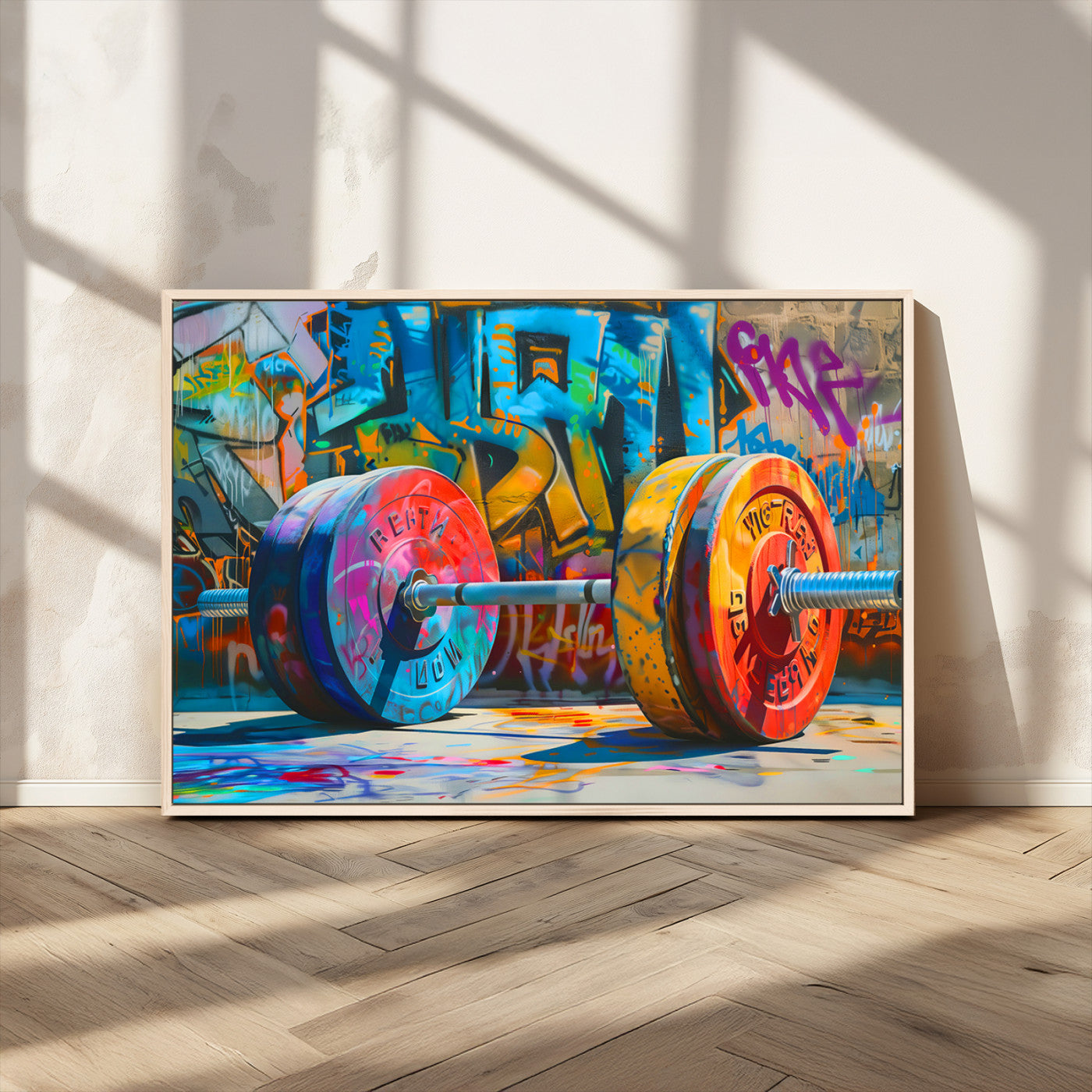 MGV-FC-36X24 - Fitness Gym Barbell Graffiti Wall Art Canvas Print