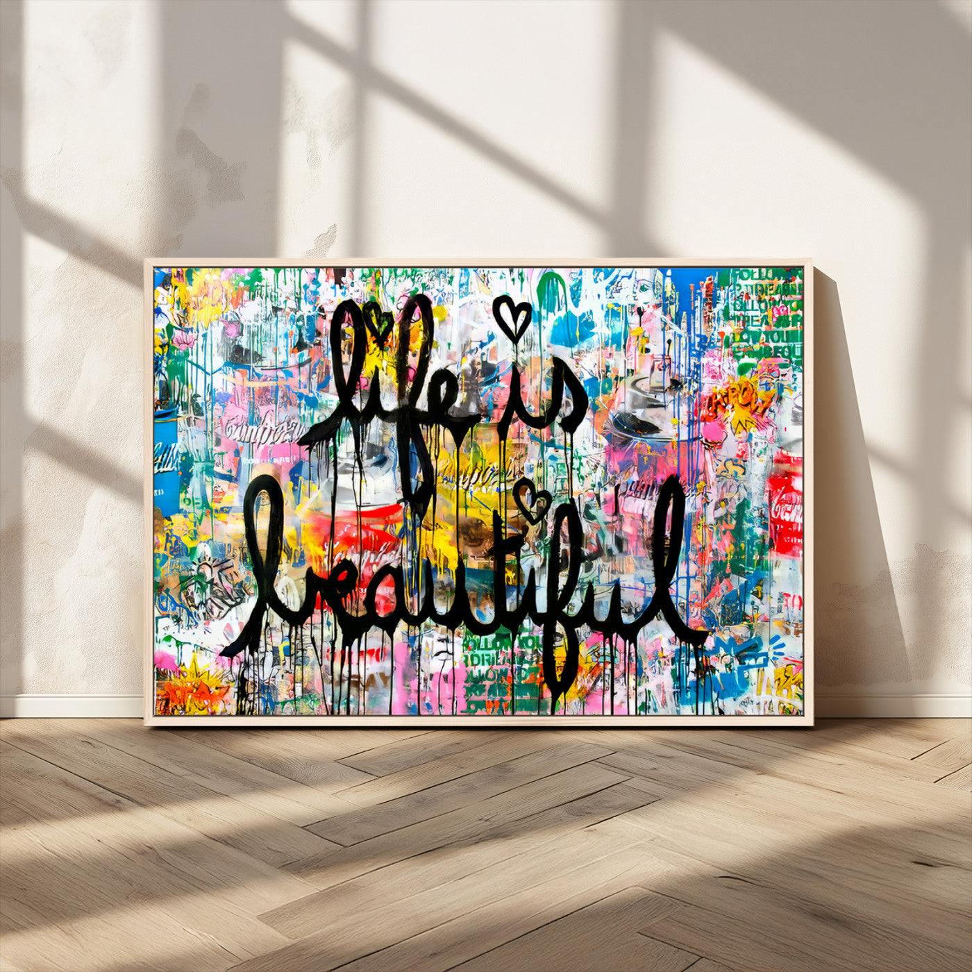 MGV-FC-36X24 - Life Beautiful Wall Art Canvas Print | Graffiti Wall Art Canvas Print