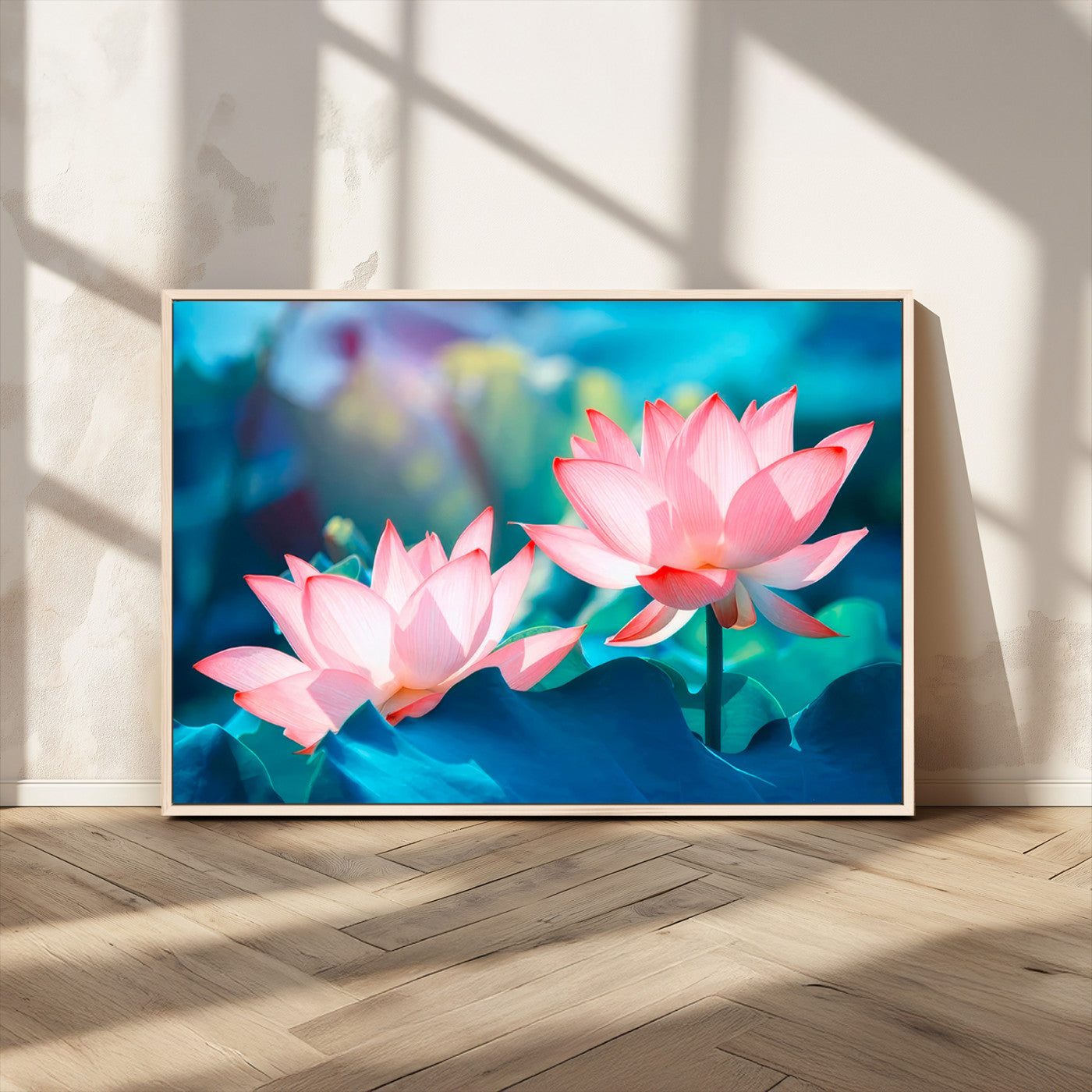 MGV-FC-36X24 - Pink Lotus Flower Canvas Wall Art | Vibrant Floral Wall Decor for Living Room, Office, or Bedroom | Large Botanical Art