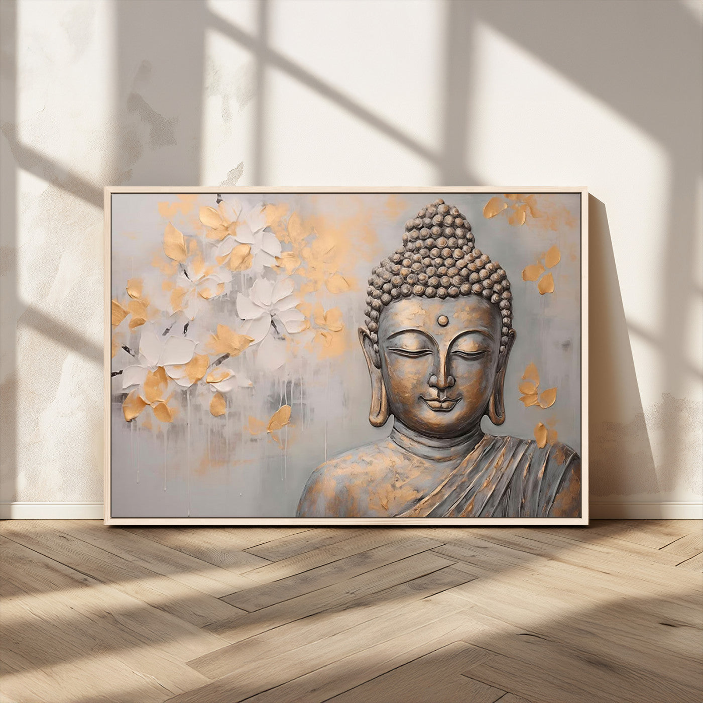 MGV-FC-36X24 - Abstract Buddha Statue Wall Art Canvas Print - Modern Meditation Decor for Living Room, Office, Yoga Studio Decor