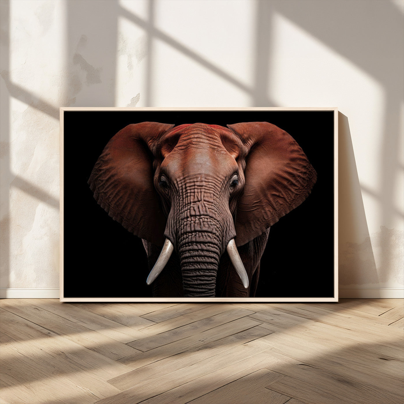 -Wild Elephant Wall Art Canvas Print, Africa Savannah Wild Animal Wall Decor Print