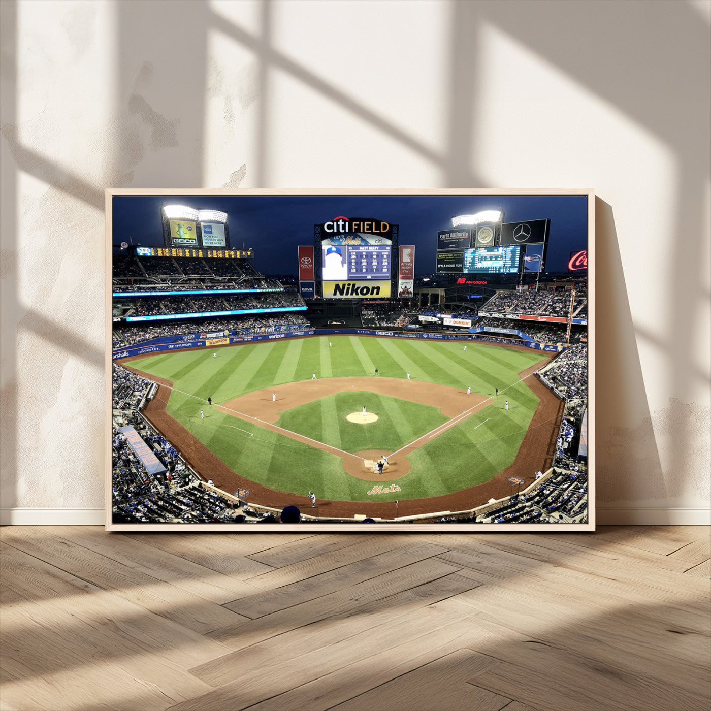 MGV-FC-36X24 - Citi Field Wall Art Print | 3-Panel New York Mets Baseball Stadium Canvas Print | Framed Sports Decor for Living Room, Man Cave, or Office Decor