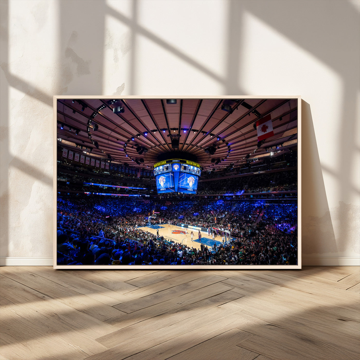 MGV-FC-36X24 - Madison Square Garden Basketball Arena Print - Madison Square Garden Basketball Game Triple Canvas Wall Art - NBA Match Atmosphere