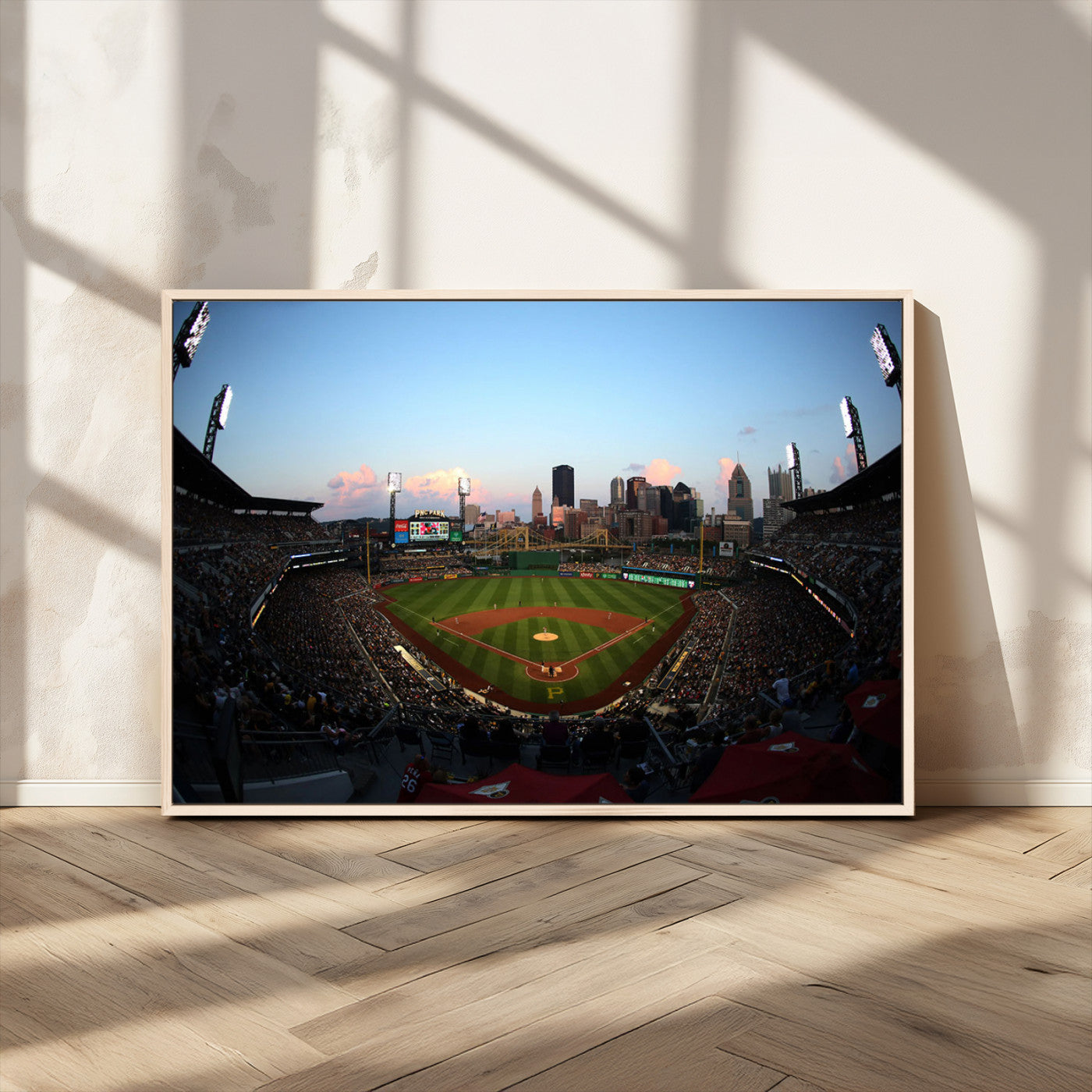 MGV-FC-36X24 - PNC Park Evening Game Triple Canvas Wall Art - Pittsburgh Pirates MLB Match - PNC Park Stadium Wall Art Canvas Print
