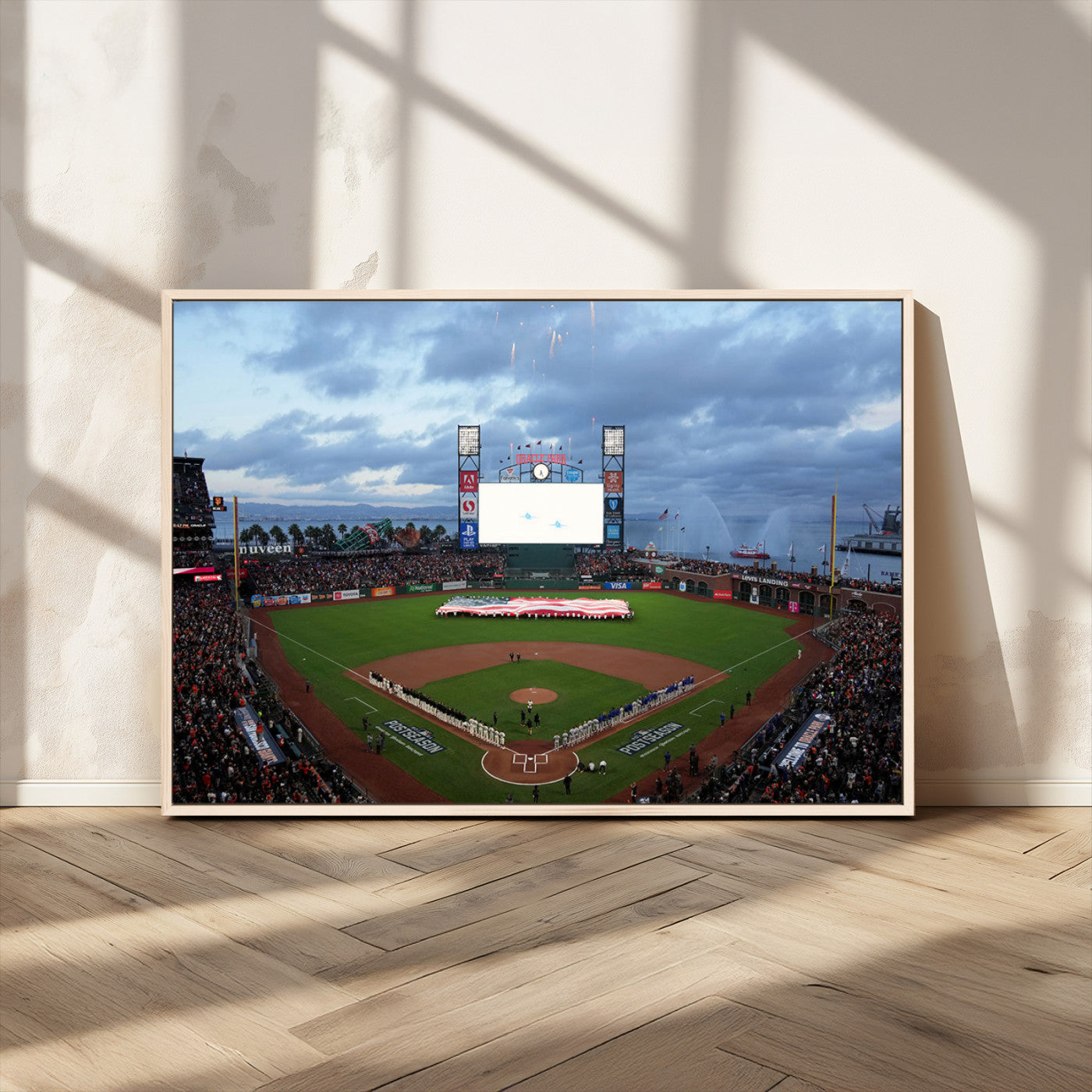 MGV-FC-36X24 - Oracle Park San Francisco Giants Wall Art | 3-Panel Canvas Print of Oracle Park Stadium | Large Framed Baseball Wall Decor | Ready-to-Hang MLB Canvas Print