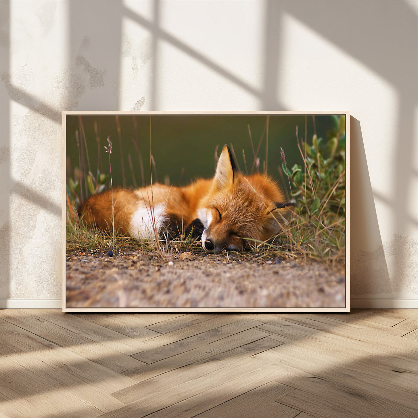 -Sleeping Fox Wall Art Canvas Print, Farmhouse Wall Decor and Animal Wall Art Print